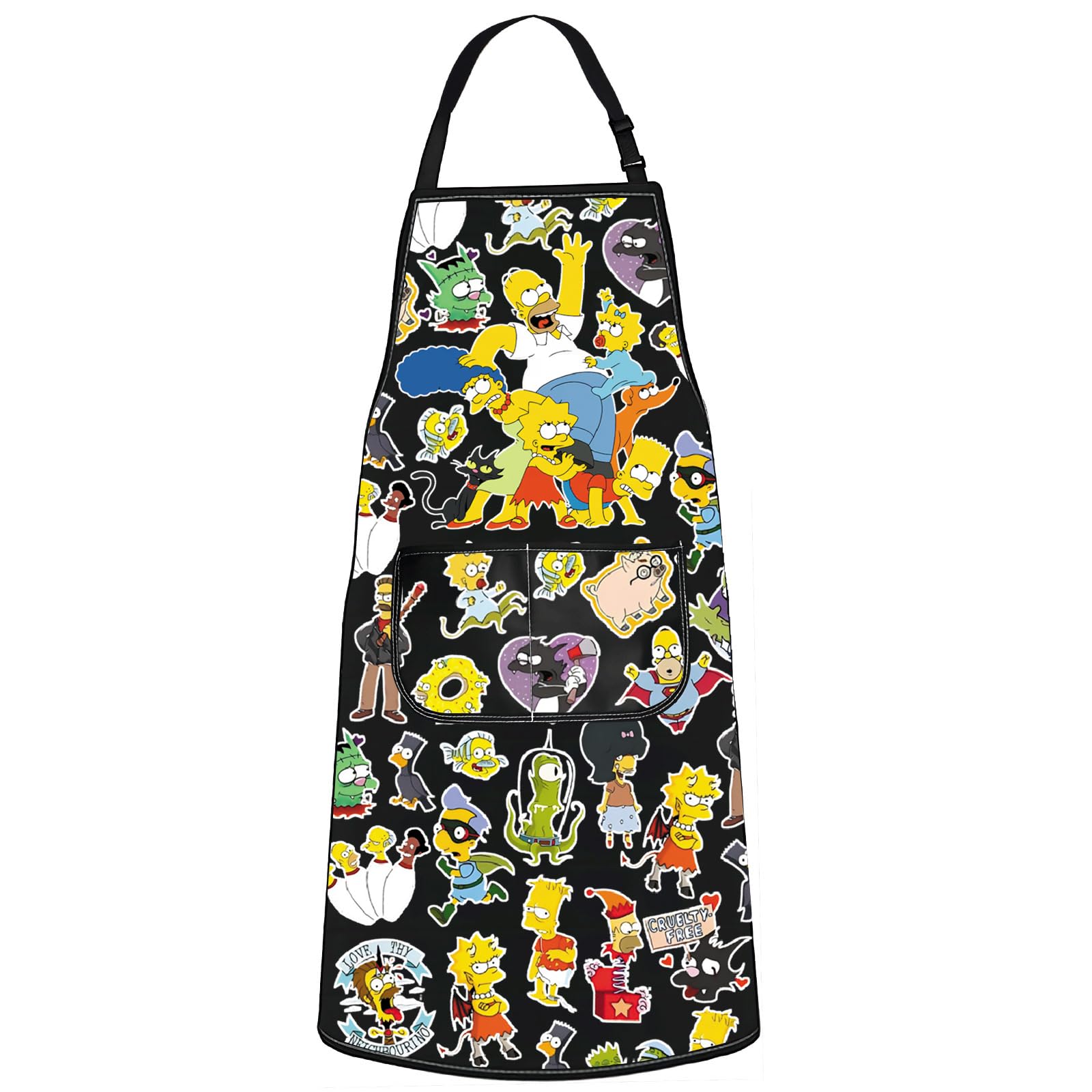 WZMPA Homer Family Cooking Apron Homer & Bart Fans Gifts Marge Simpson & Lisa & Maggie Kitchen Apron Homer Family Merch (Cruelty Free Ap)