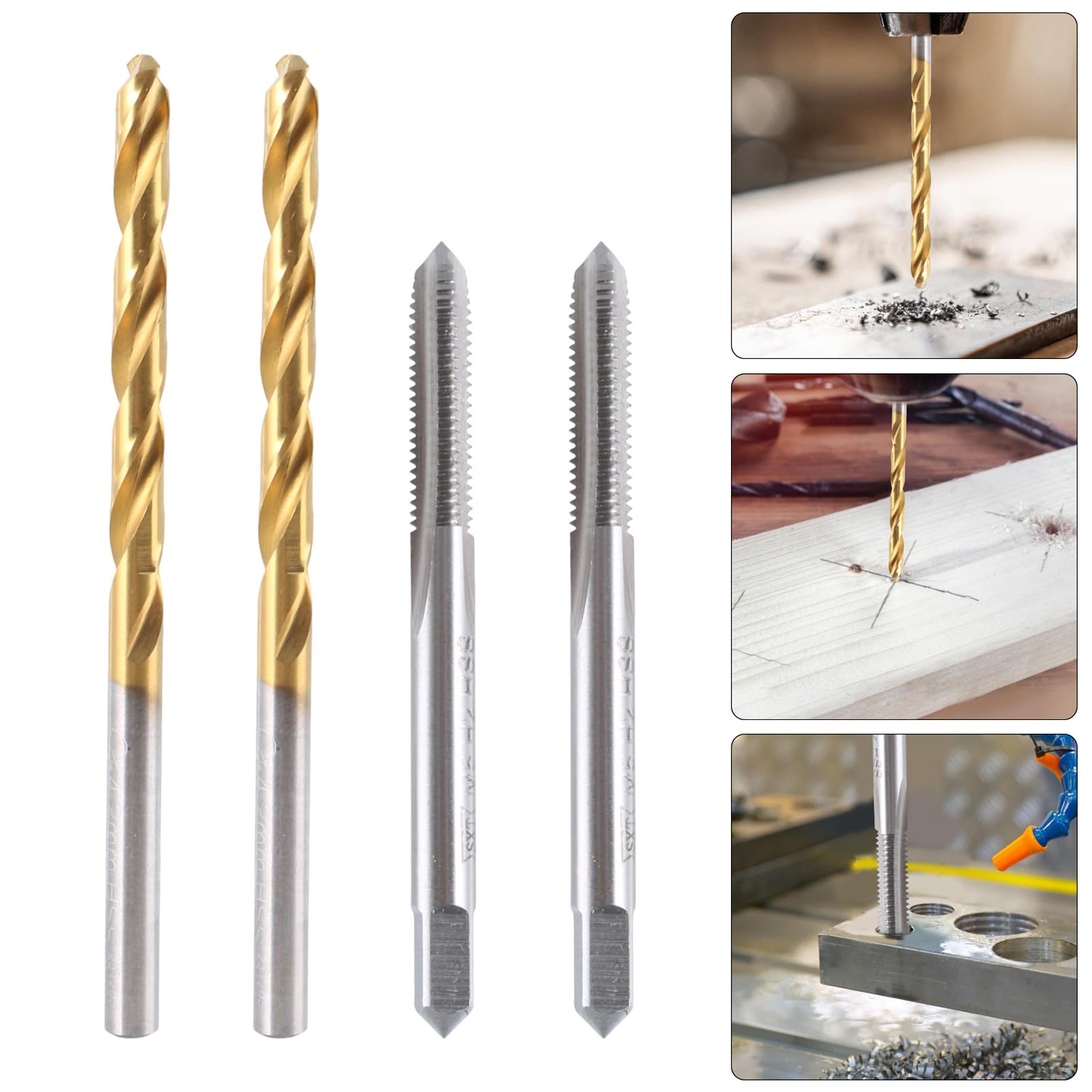 Professional M5x0.8 Spirals Flute Thread Tap Coated 4.2mm Twist Drill Bits Roasted Yellow Screw Tapping Threading Tool