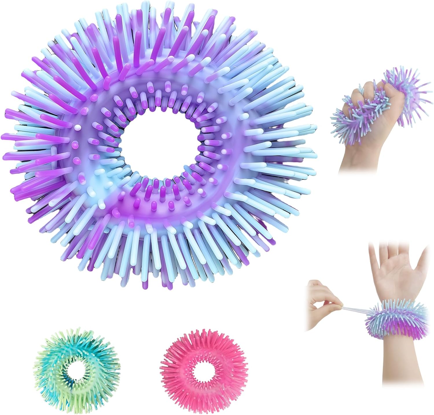 Skin Picking Fidget Toys, Sensory Bracelet for Trichotillomania Relief, Stretch Bracelet Picking Fidget Finger Toys Anxiety Relief (Purple)