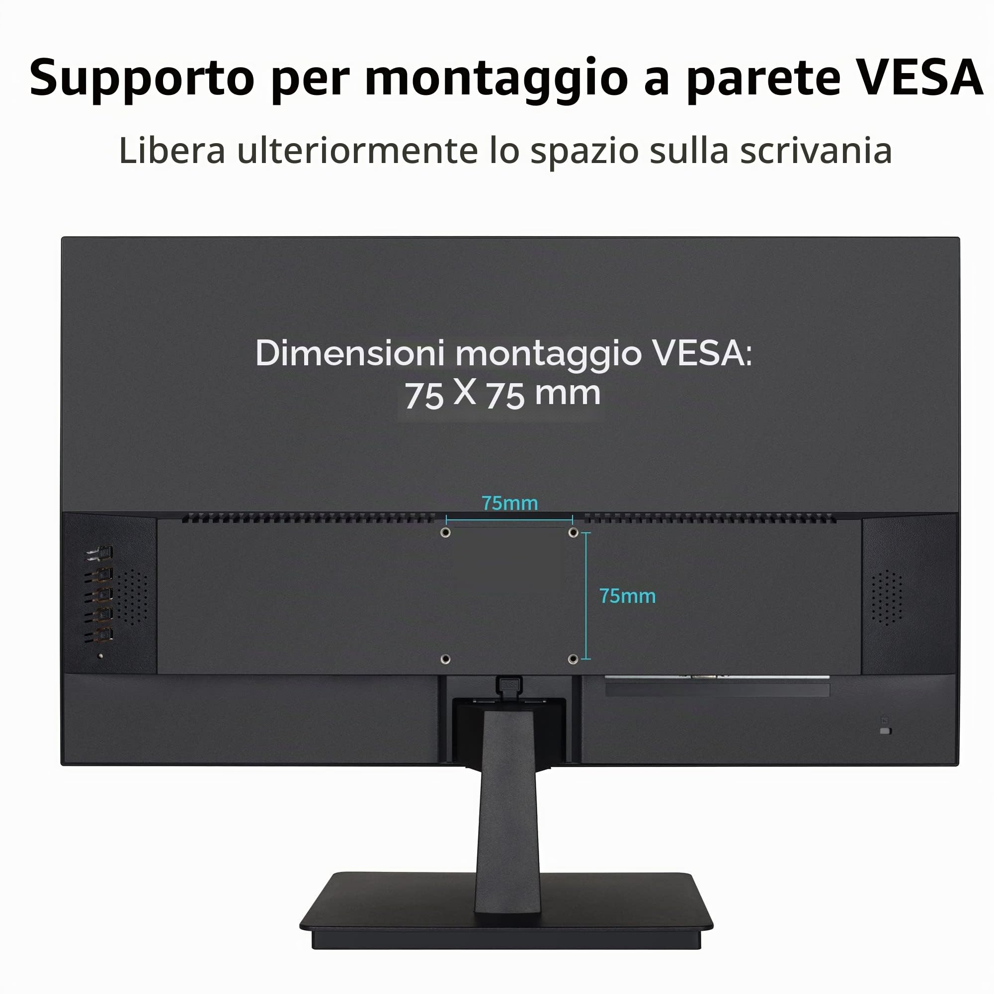 TuTu 24 Pollici Monitor Full HD VA Pannello Senza Bordi 75HZ Eye Care (1920 x 1080, VGA HDMI VESA 75 x 75mm), Senza Sfarfallio, Filtro Luce Blu, Basso Consumo Energetico, Monitor per PC Office