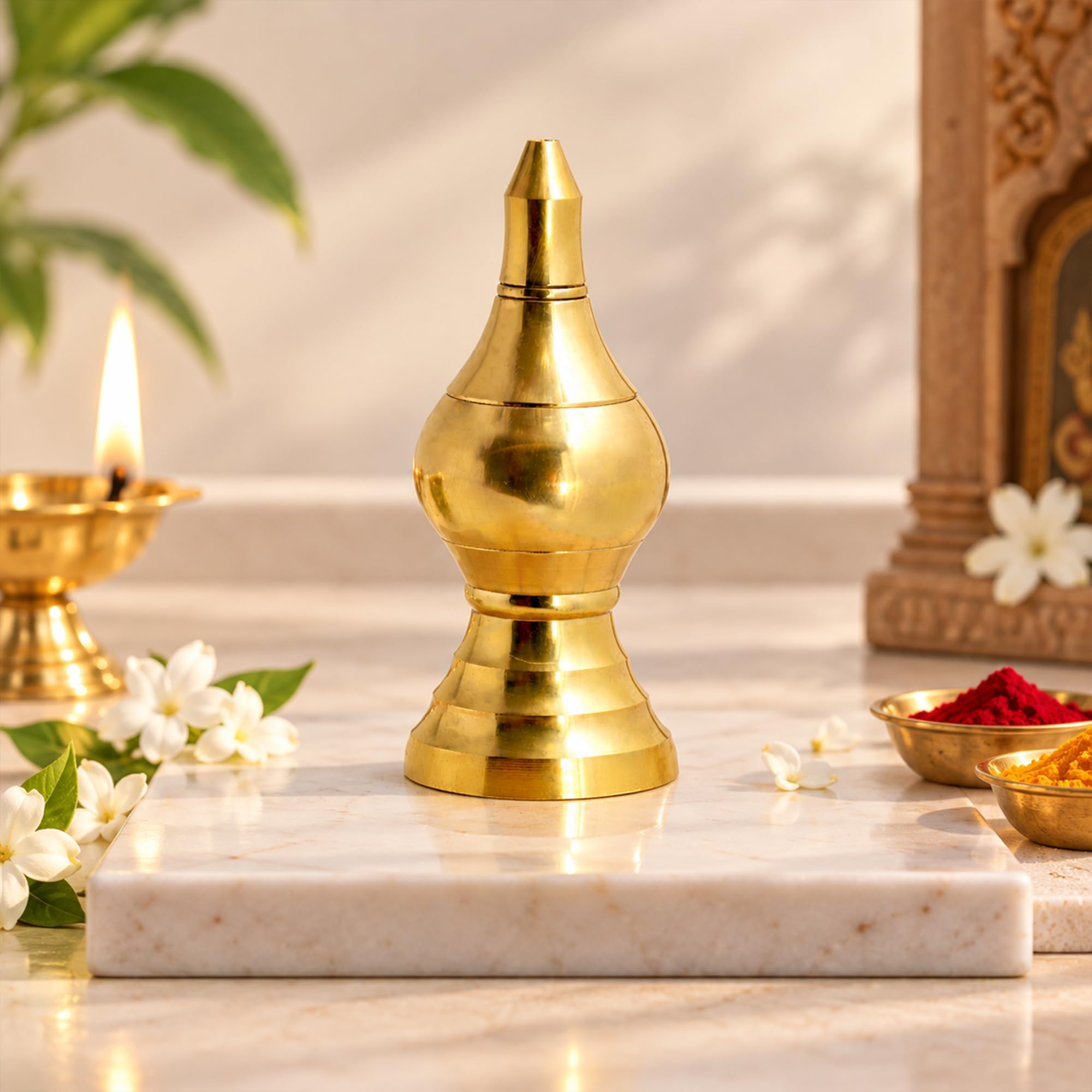 Putrika Traditional Handcrafted Brass Temple Top Kalash | Gopuram kalasam | Thazhikakkudam | Kumbham | Purnakumbha Pital Wood - Home Temple kalasam - Mugali Kalas
