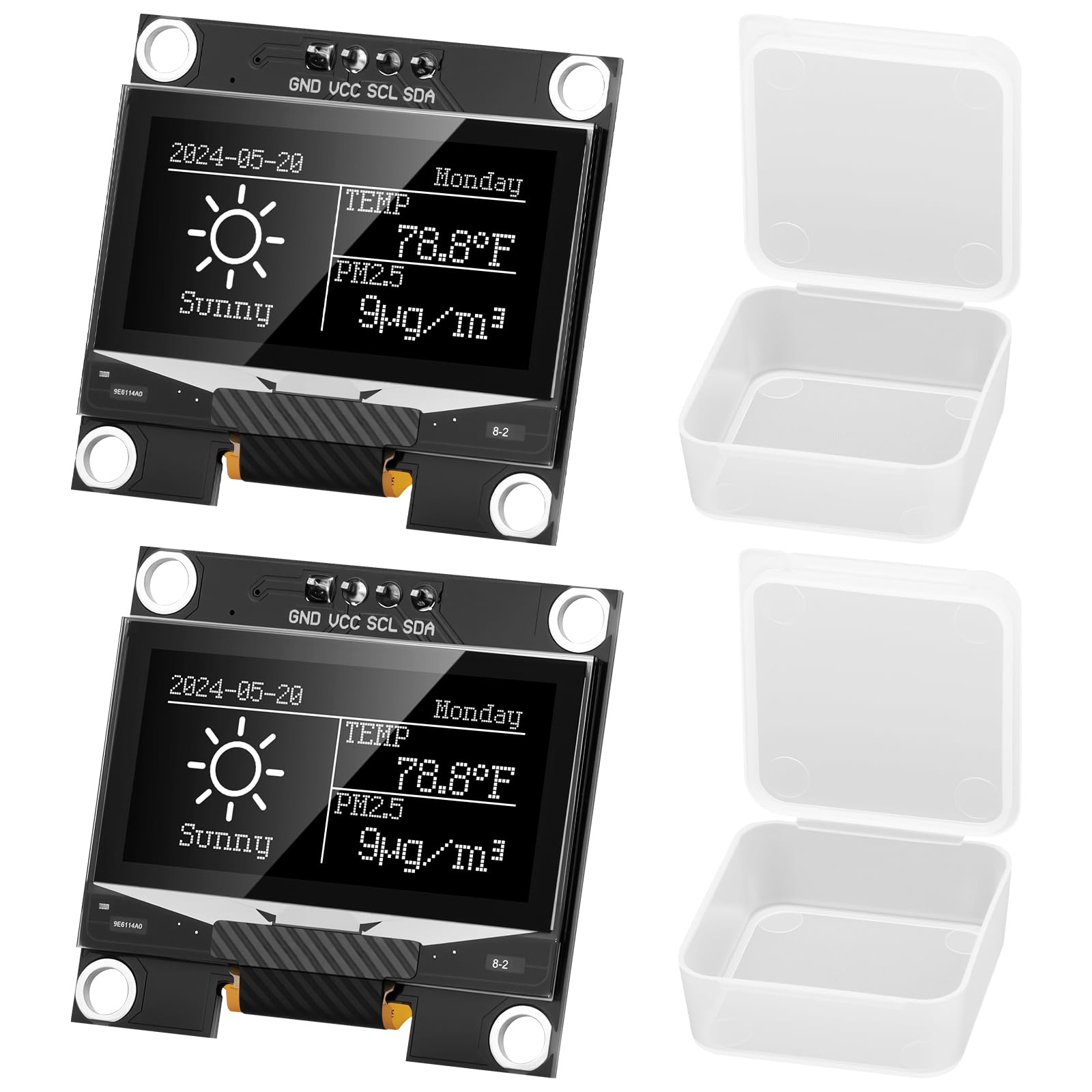 2 módulos de pantalla OLED I2C de 1,3 pulgadas, 128 x 64 píxeles IIC, pantalla Arduino con funda protectora para Arduino/Raspberry Pi/ESP32