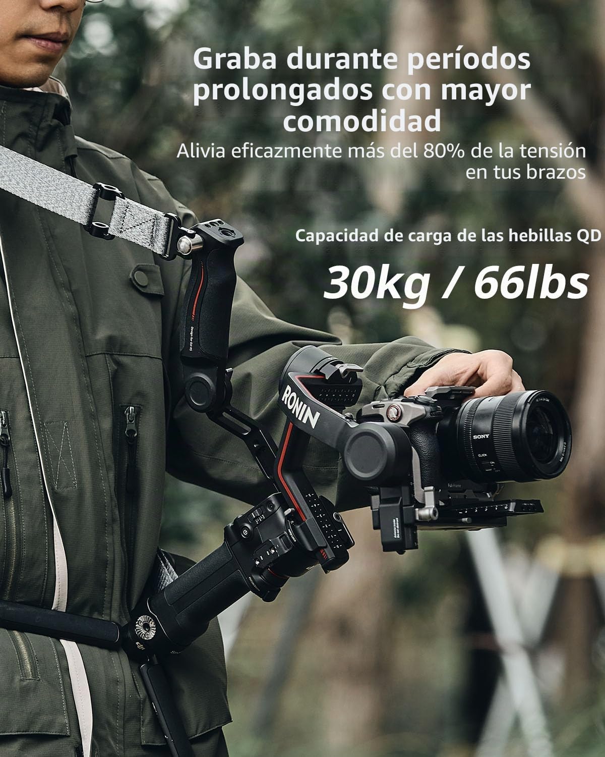 SMALLRIG Correa de Hombro Reductora de Peso RS3 RS2 para asa de Transporte para dji, cinturón de Gimbal con Hebillas de liberación rápida QD mejoradas para dji RS 5/4/ 4 Pro/ 3/3 Pro/ 2-4118C