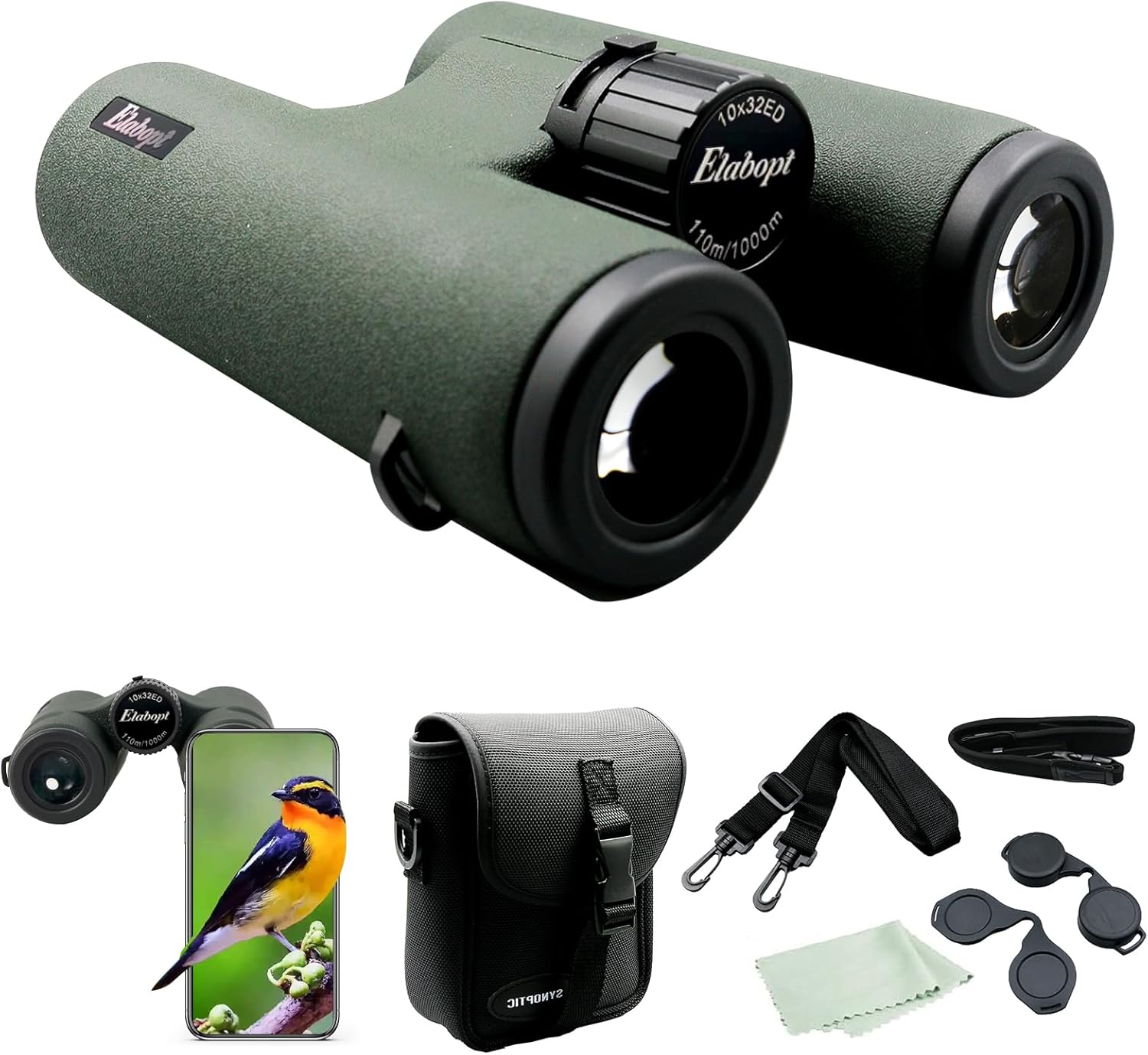 10X32ED Binoculars for Adults with BAK4 Prisms FMC Lens Coating Bird Watching Binoculars, Rubber Armor, and Fog Proof for Hiking Travel Cruise Trip Concert Stargazing Elabopt - $49.50