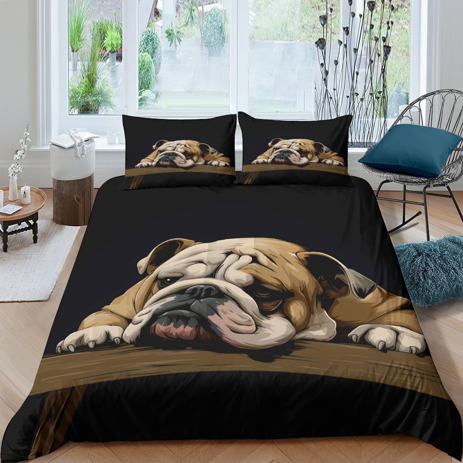 Ctjqhvkz Style-7 3D Printed Bulldog Fitted Sheet Microfiber Anti-Slip Mattress Cover For Bedroom Dorm Dog Pattern Bed Decor Easy Care Single（135X200cm）