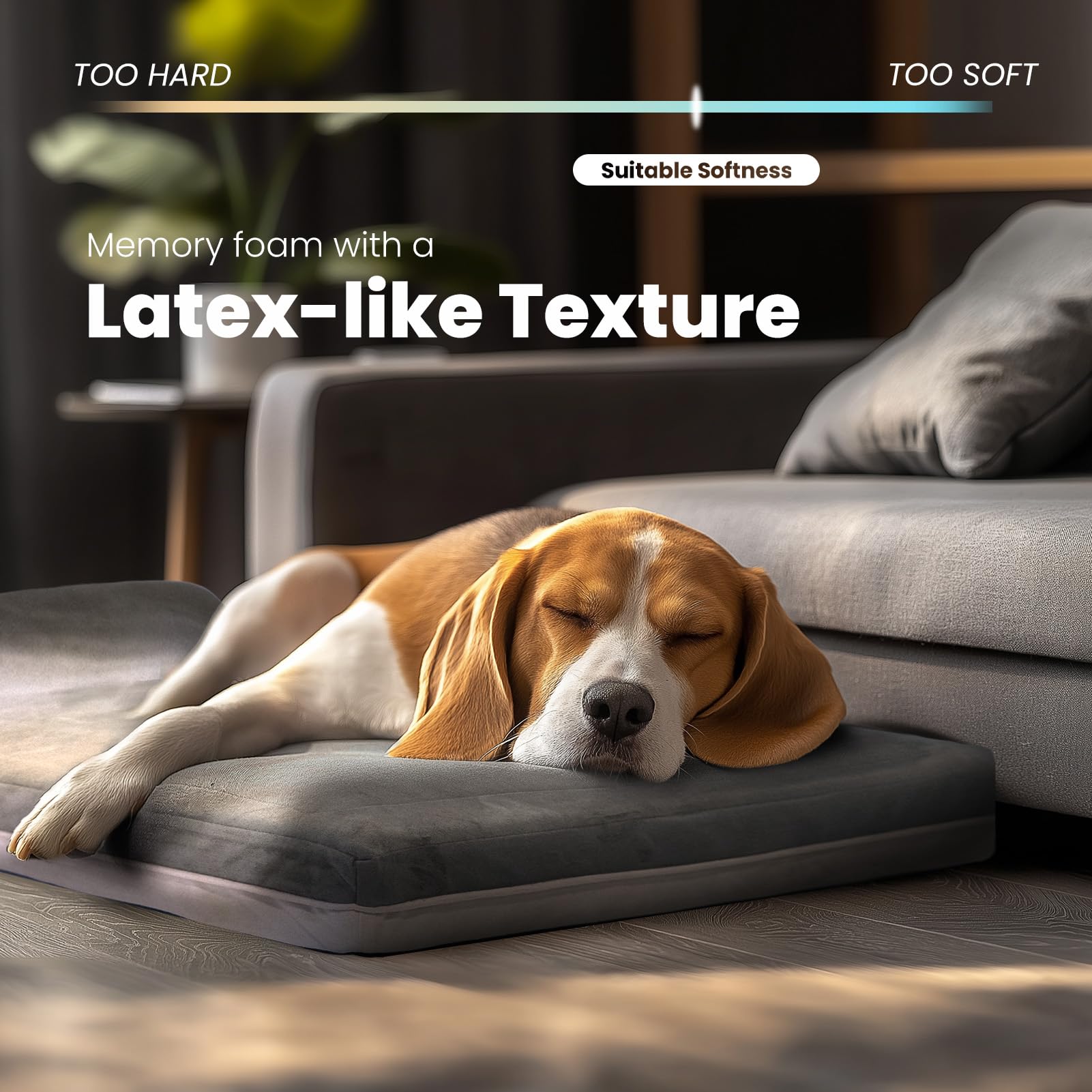 Laifug Cama ortopédica de espuma viscoelástica extragrande para perro con almohada y forro duradero a prueba de agua, funda extraíble lavable y diseño inteligente (grande (40 x 25 x 6 pulgadas), gris)