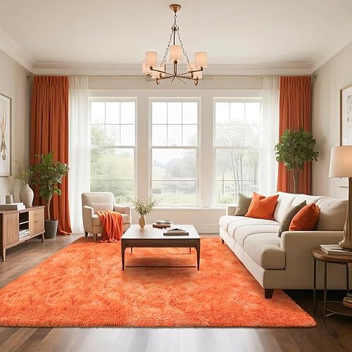 Alfombra peluda para dormitorio, alfombras esponjosas de 4 x 6 pies para cama de niñas y niños, alfombra de felpa con parte inferior antideslizante