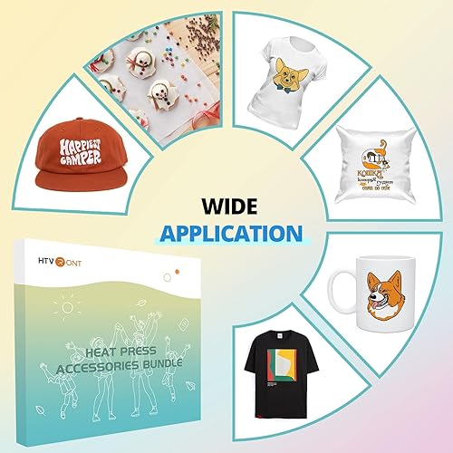 Miniatura 9 de HTVRONT Máquina de prensa de calor para camisetas con 52 accesorios, prensa de calor portátil con suministros para sublimación y camisa de vinilo HTV