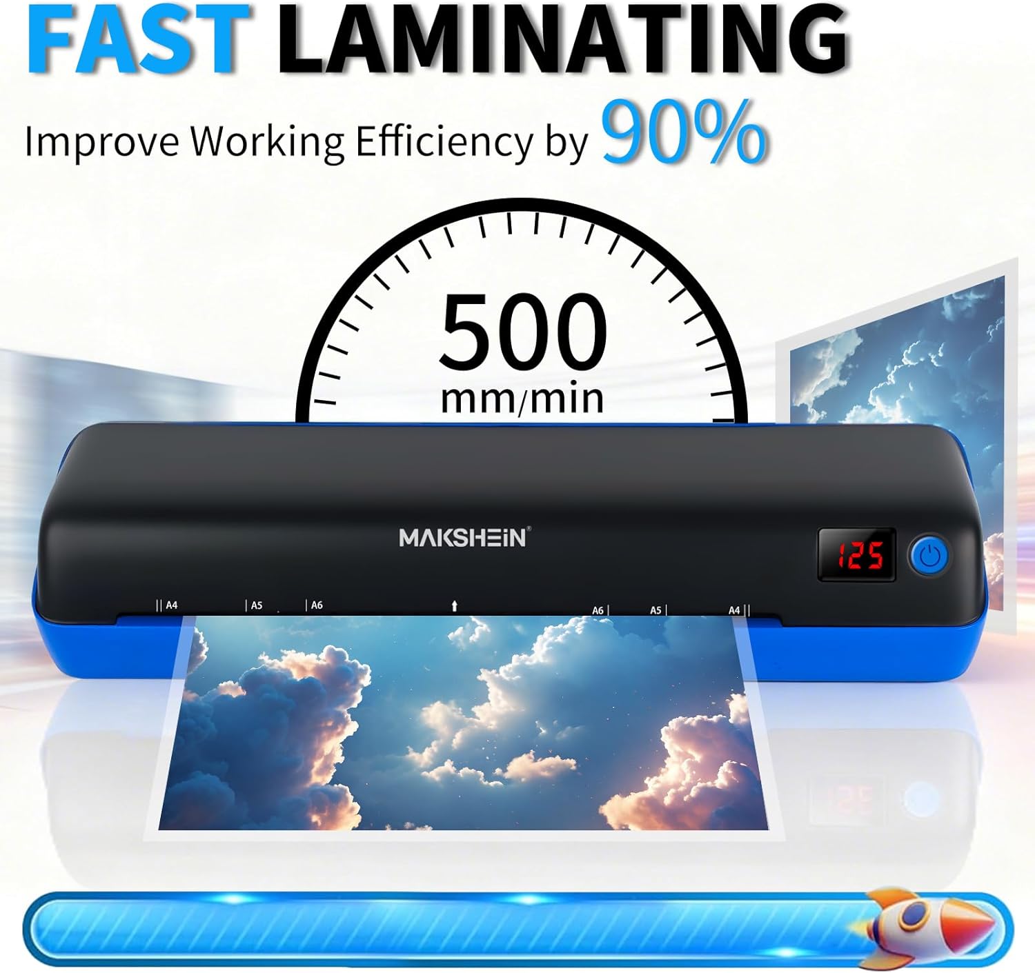 9 Inch Laminator Machine, 30s preheating, 500mm/min Gluing Speed, 10 in1 A4 Thermal Laminator Machine with Never Jam Technology, Use for Home Office School