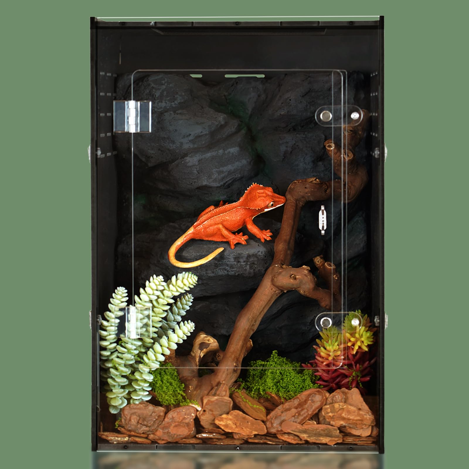 maiyuolg 12x12x18 PVC Reptile Enclosure, Front Opening Tank for Reptiles