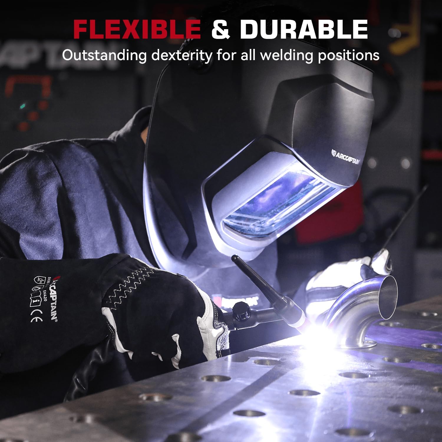 ARCCAPTAIN Tig Welding Gloves: Premium Goatskin Grain Leather, Dexterity, Comfort, Duralble Tig Gloves for Work Protection - Image 4