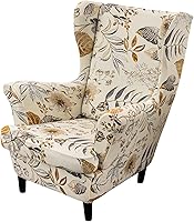 Vista 34 de Eco-Ancheng Funda para silla Wingback, 2 piezas, respaldo de ala, fundas de elastano para sillón con respaldo de ala, fundas para sillón con parte