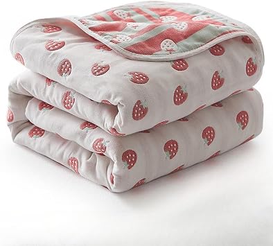 6-Ply Towel Blanket, Bedspread, 100% Cotton Gauze Blanket, Bath Towel, Towel Blanket, Gauze, Throw, Fluffy, Absorbent, Cute, Blanket, Summer, Lightweight, Cotton, Cool Touch, Washable, Single