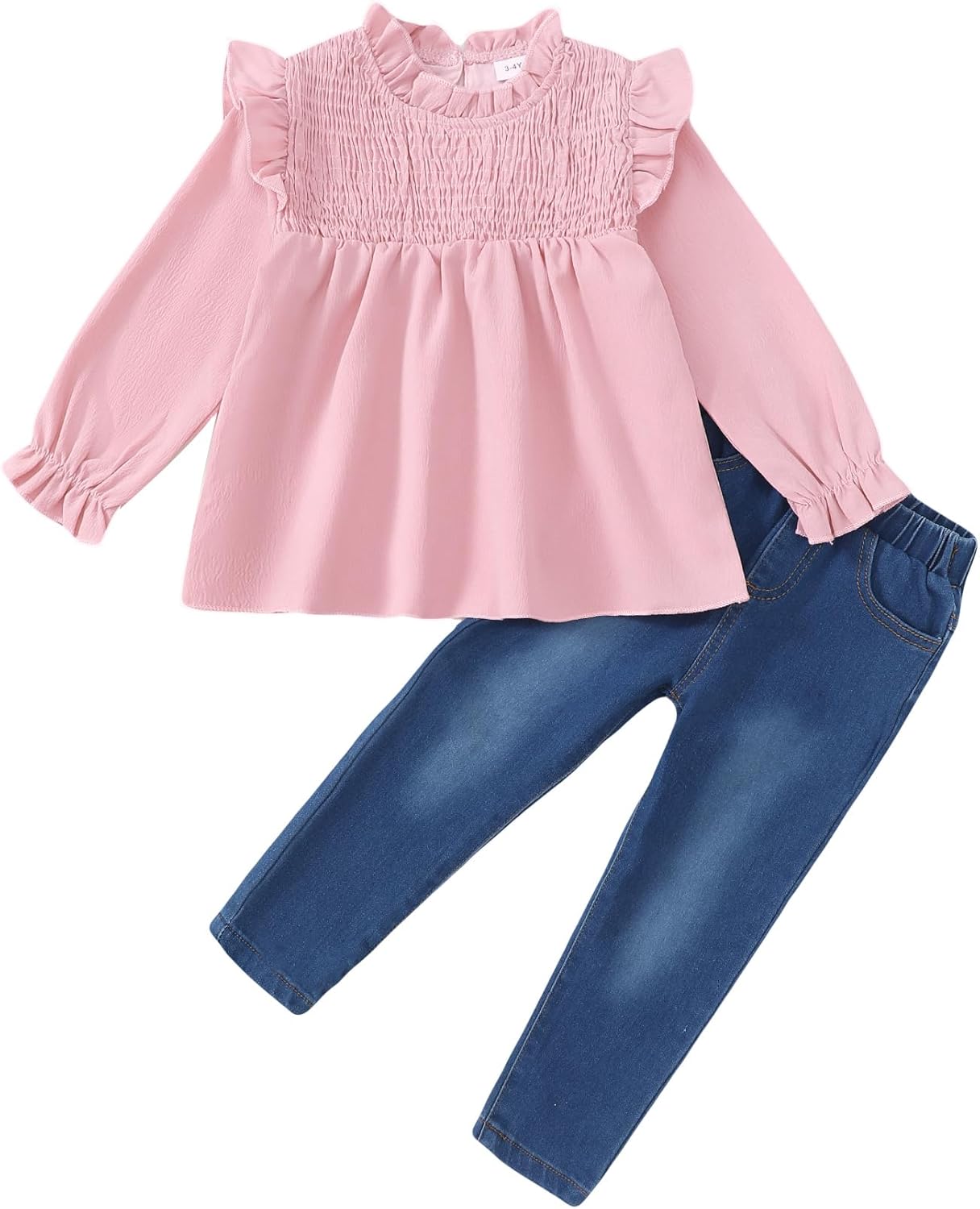 Toddler Girl Clothes Kids Girl Outfit Fall Long Sleeve Shirts Denim Pant set Ruffle Outfits Set Winter Little Girl Clothes