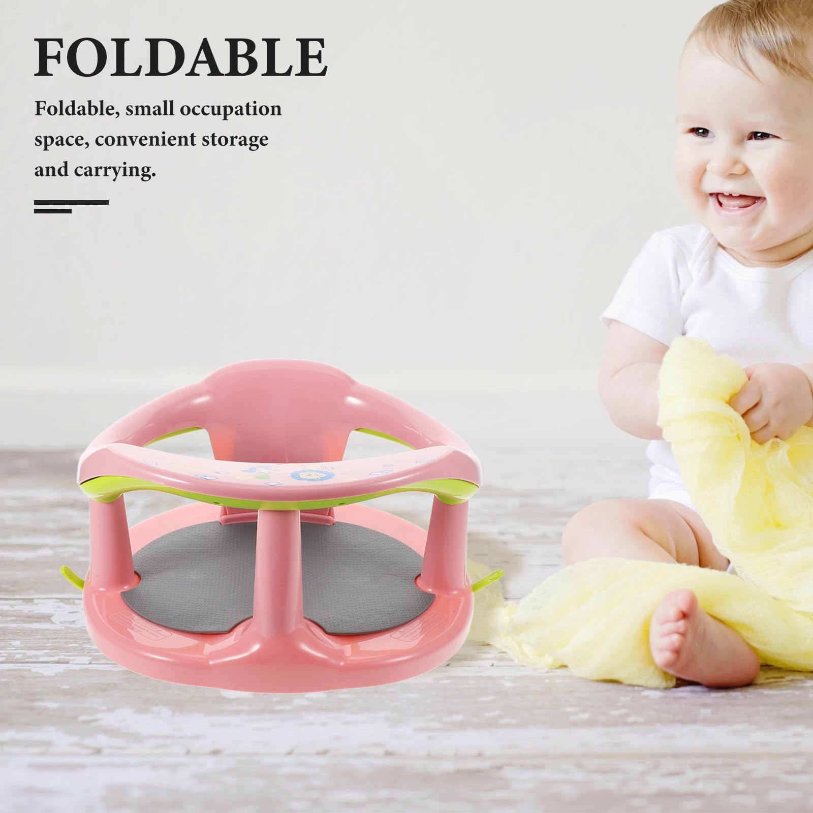 Asiento de Baño Antideslizante para Ñiño Recién Nacido, Diseño Versátil en Pp y Tpr, Color Rosa, Cómodo para Baño Infantil de Verano