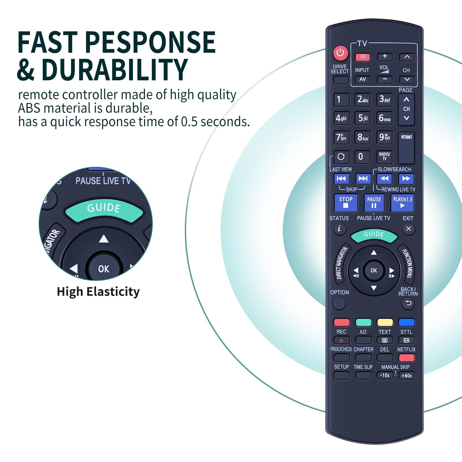Telecomando Di Ricambio A Infrarossi Per Panasonic DMR-HWT230, DMR-HWT130, DMR-BCT720 E Molti Altri Modelli - 2