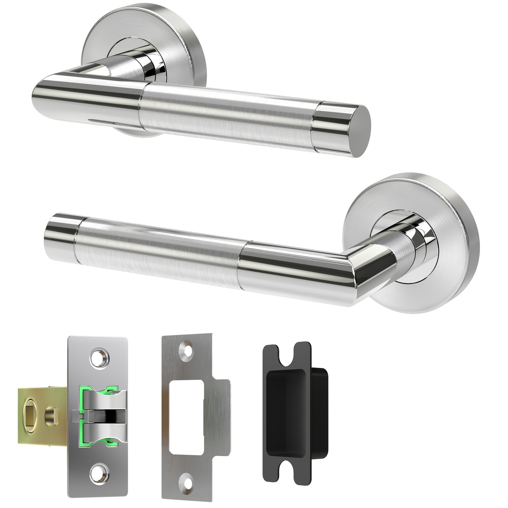 AwmnSrman Chrome Internal Door Handles with Latch 45mm