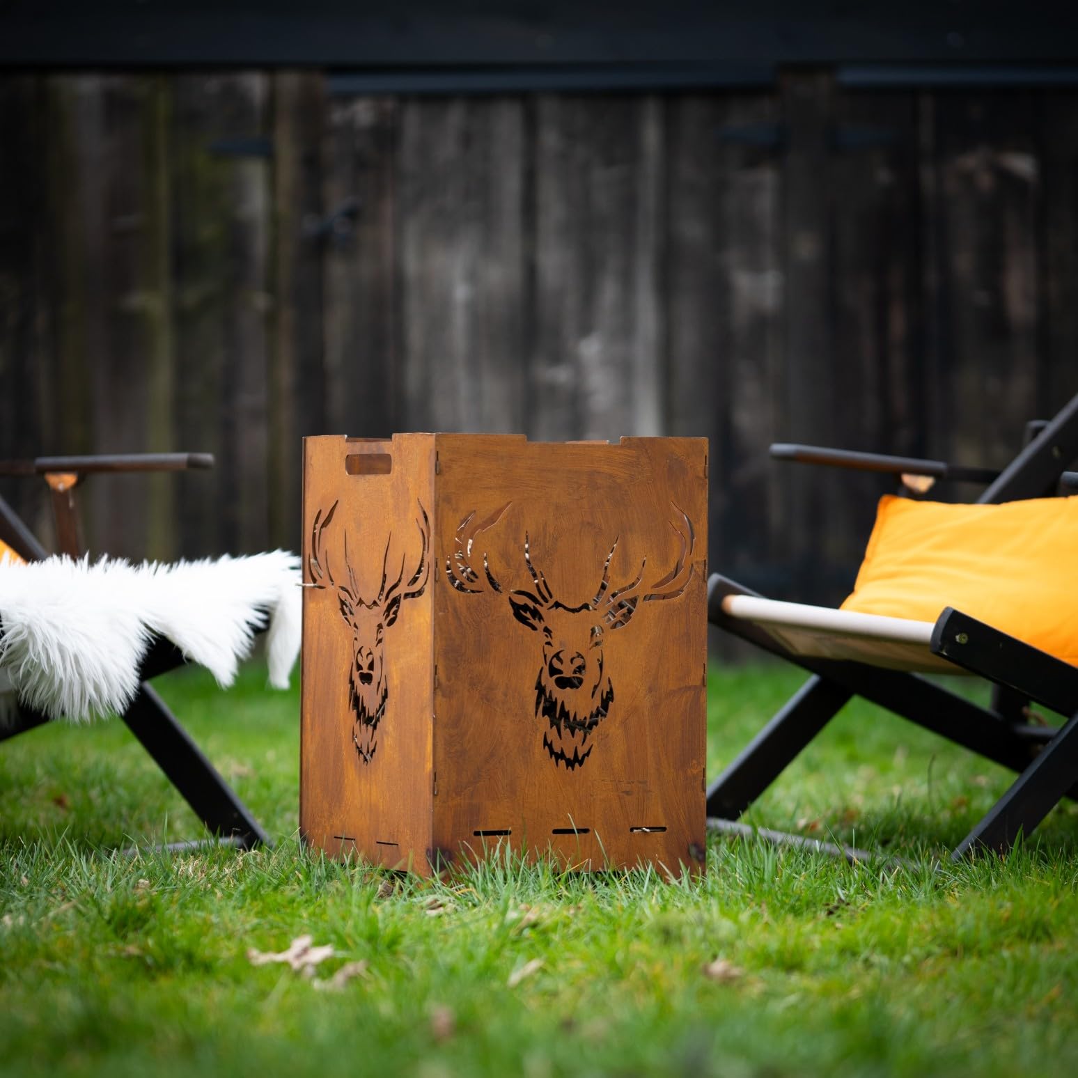Kapaga - Tonneau de feu Foyer de Jardin en Acier corten - Ø 30cm x 37cm - Foyer Robuste Outdoor & Grill en Optique Rouille, Parfait pour Jardin & terrasse - Corbeille à feu (Rouille 1)