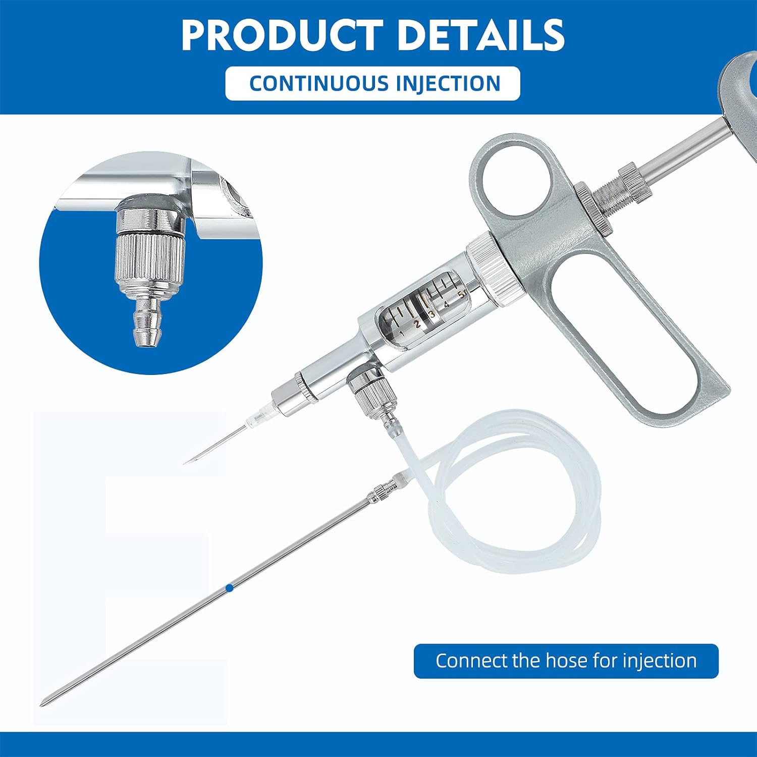NEWTRY 5ml Livestock Syringe Injector, Continuous Adjustable Animal Injector, Stainless Steel, for Cattle Sheep Pig Goat : Patio, Lawn & Garden