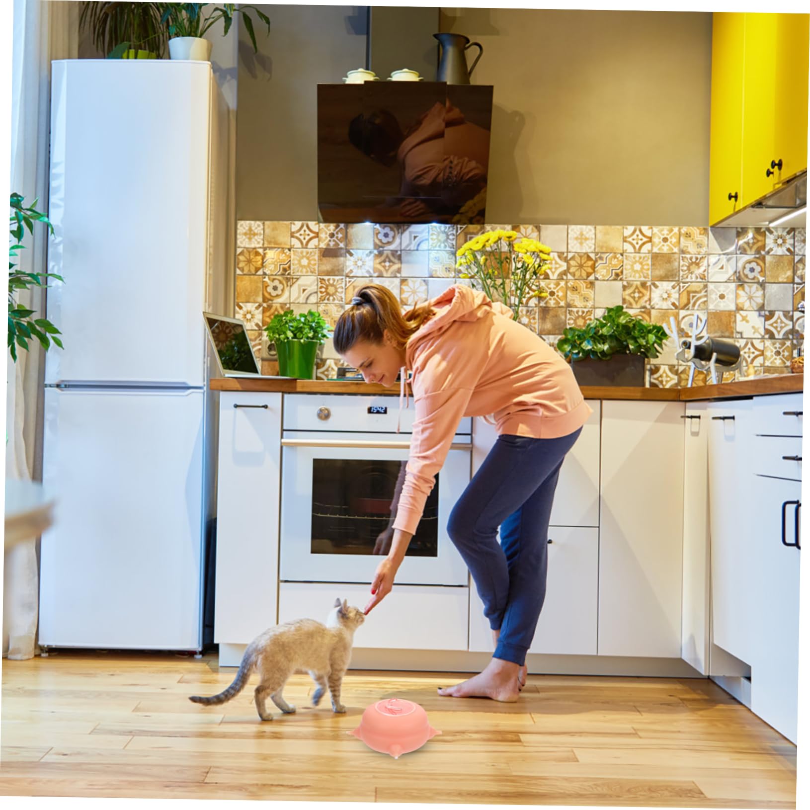 VANZACK Comedero Fácil de Limpiar y Almacenar de Silicona Rosa para Mascotas Recién Nacidas Herramienta para Alimentar Cachorros y Gatitos en Casa