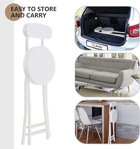 Miniatura 5 de H HOMEWINS Taburete Plegable Acolchado con Cojín, 1 Pieza de 60 cm de Altura de Barra Taburete Plegable Portátil con Asa para Pesca, Senderismo
