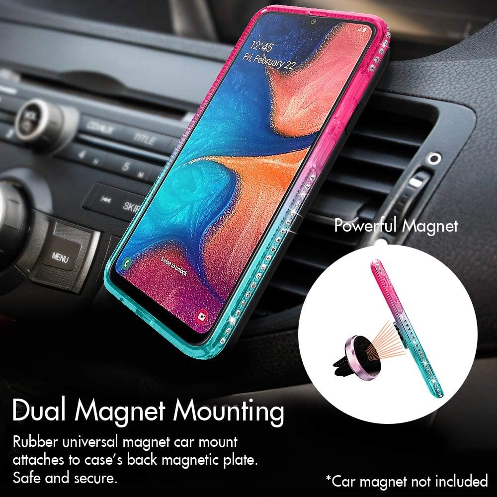 Silverback Galaxy A20 Case,Galaxy A30 Case, Moving Liquid Holographic Sparkle Glitter Case with Kickstand, Bling Bumper with Ring Stand Slim Samsung Galaxy A20 Case for Girls Women -Green W