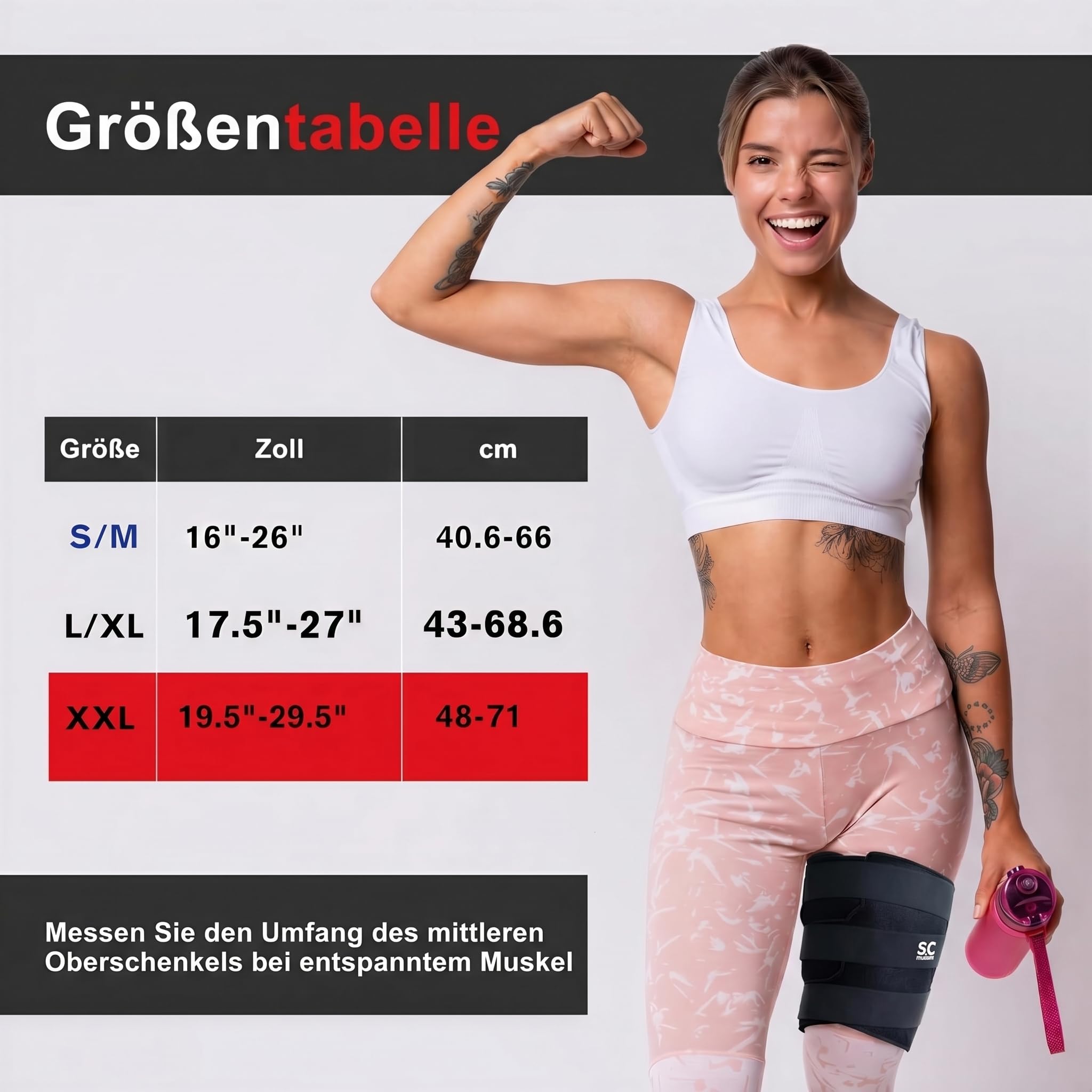 Stone and Clark Oberschenkelbandage – rutschfeste, bequeme Oberschenkelstütze und Oberschenkelbandage für Männer und Frauen - XL