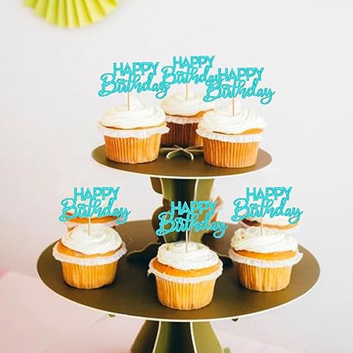 Miniatura 5 de Ercadio Paquete de 24 adornos para cupcakes con purpurina negra montada para cupcakes de cumpleaños, para baby shower, niños, fiesta de cumpleaños,