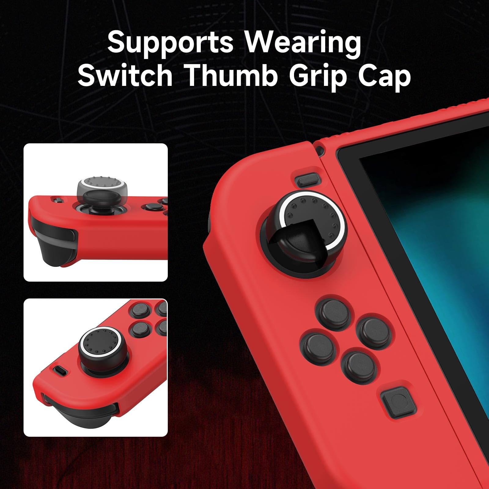 JINGDU Etui ochronne na Switch 2017 NS, dokowalny miękki ochraniacz TPU, wąskie, amortyzujące wstrząsy, odporne na zarysowania, z uchwytami na kciuki (pajęczyna, czerwony)