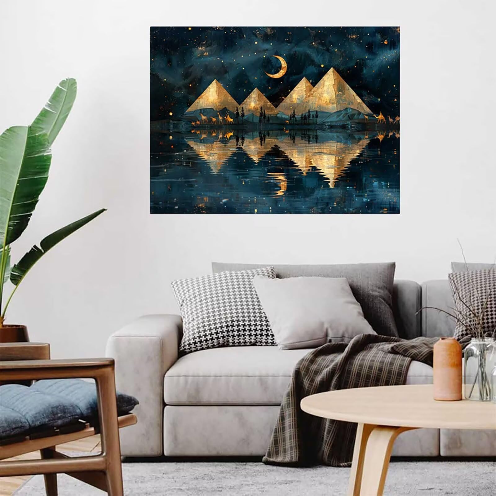 Diament Malarstwo Księżyc Diament Malarstwo Dorośli Piramida, 5D DIY Dorośli Zestaw do haftu krzyżykowego, Obraz Diamenty Kryształ Sztuka Haft Zestaw, pour Dekoracje Świąteczne, Prezent Kobiety