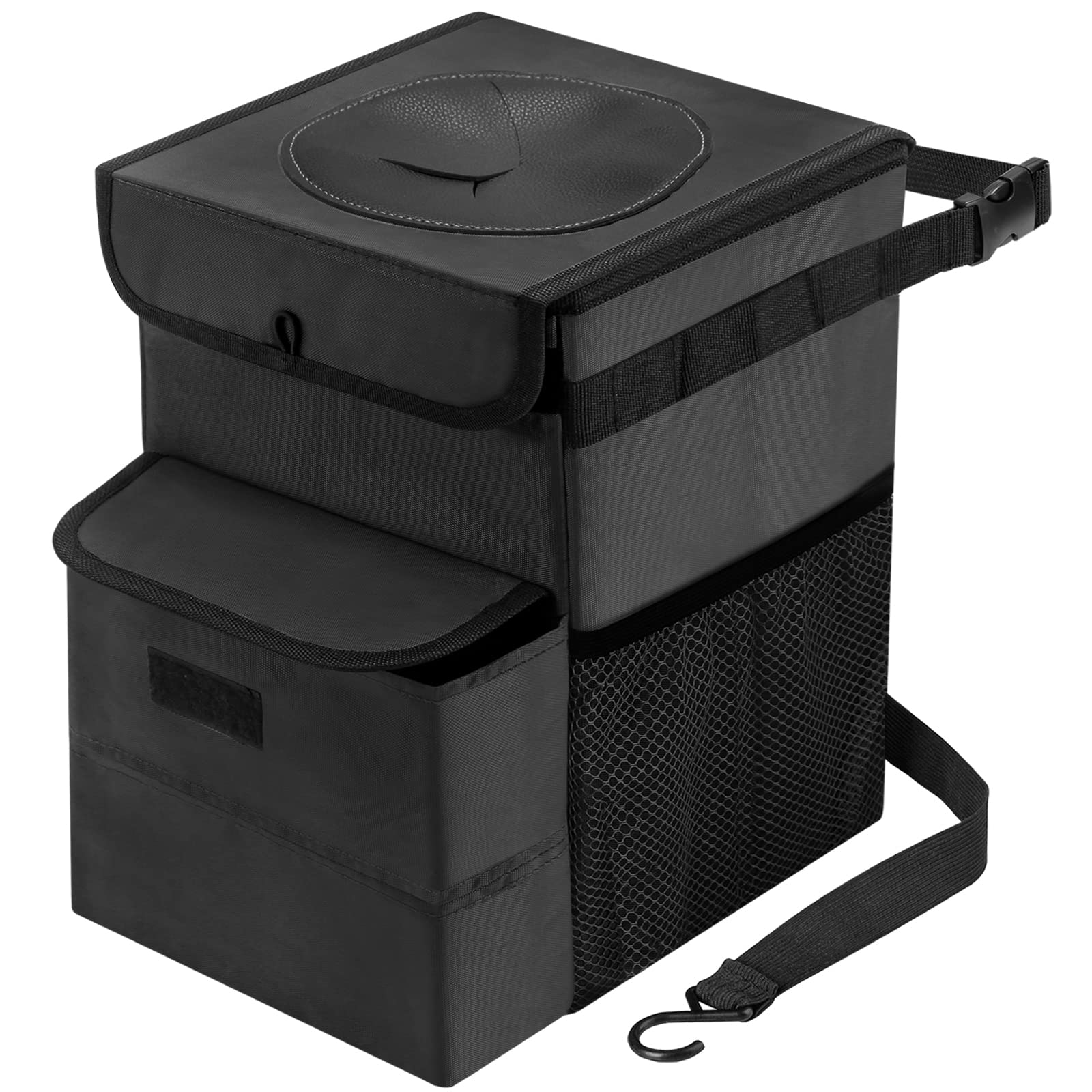 AUTODECOCar Trash Can with Lid - Car Organizer Waterproof Car Garbage Can 3 Gallon Black
