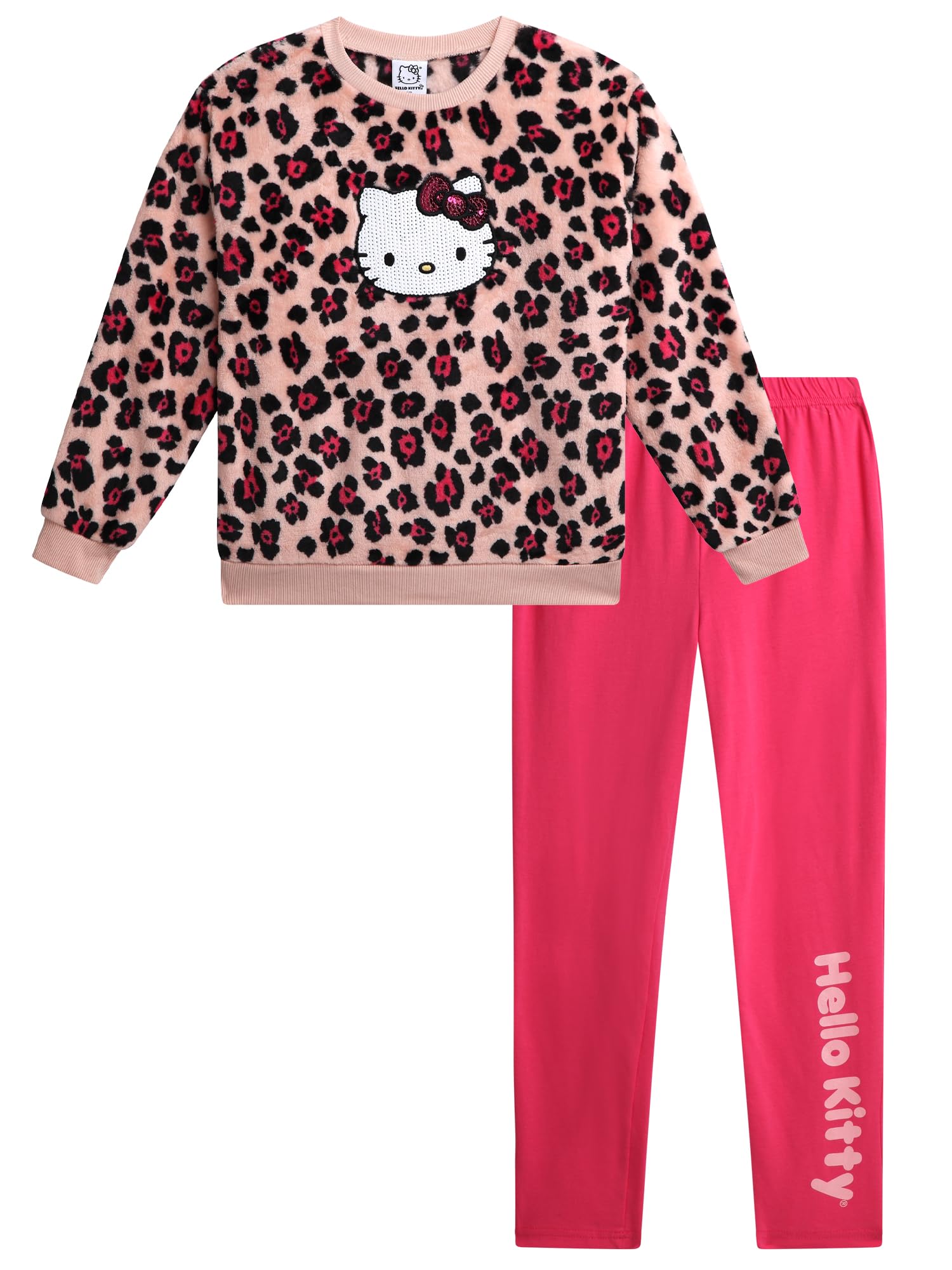 Hello Kitty Mädchen-Pullover-Set – 2-teiliges Outfit mit weichem Rundhalsausschnitt und Legging-Hosen Set für Mädchen (Größen 2T-12)