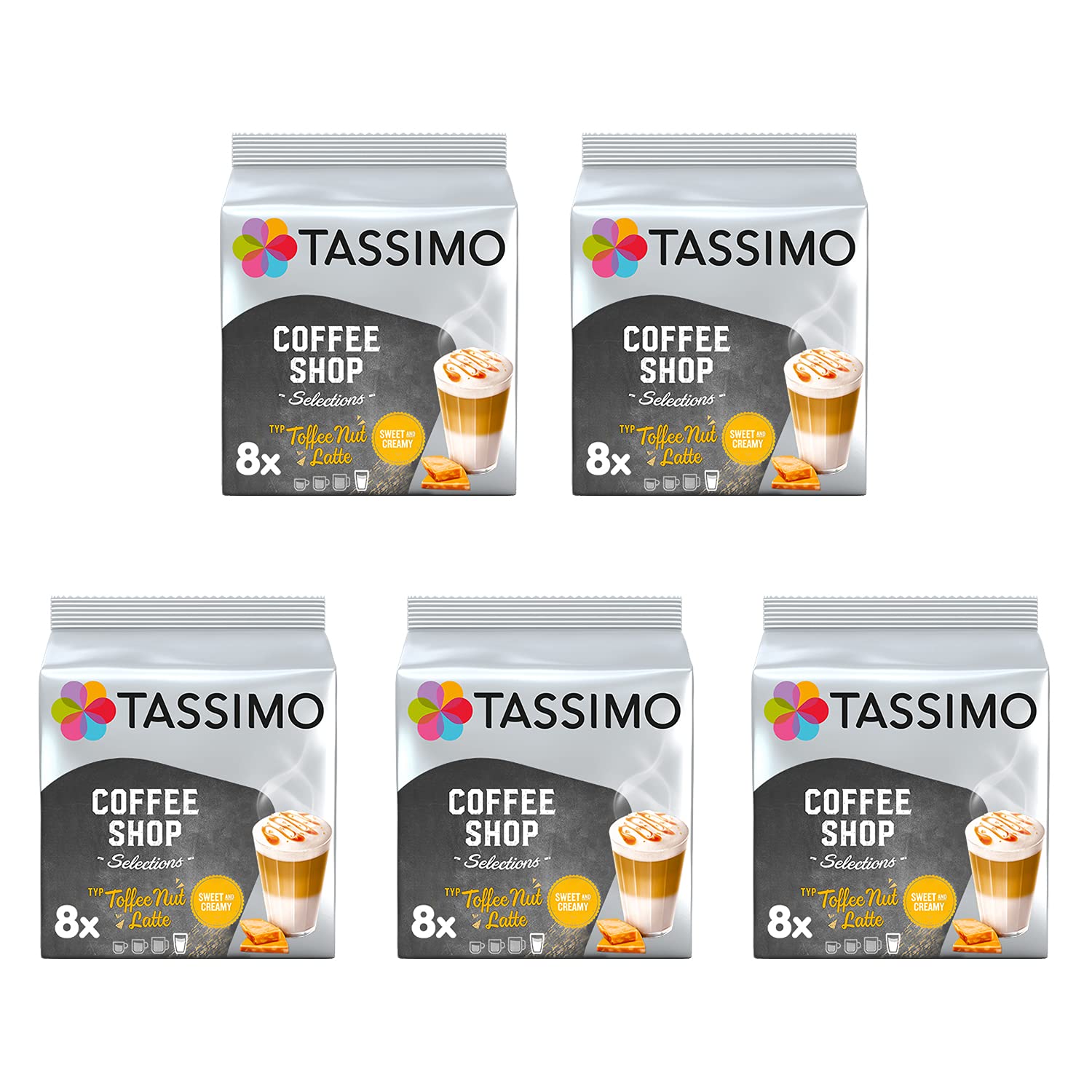 Tassimo Coffee Shop Selection Typ Toffee-Nut Latte Coffee Pods - 5packs (40 Servings)