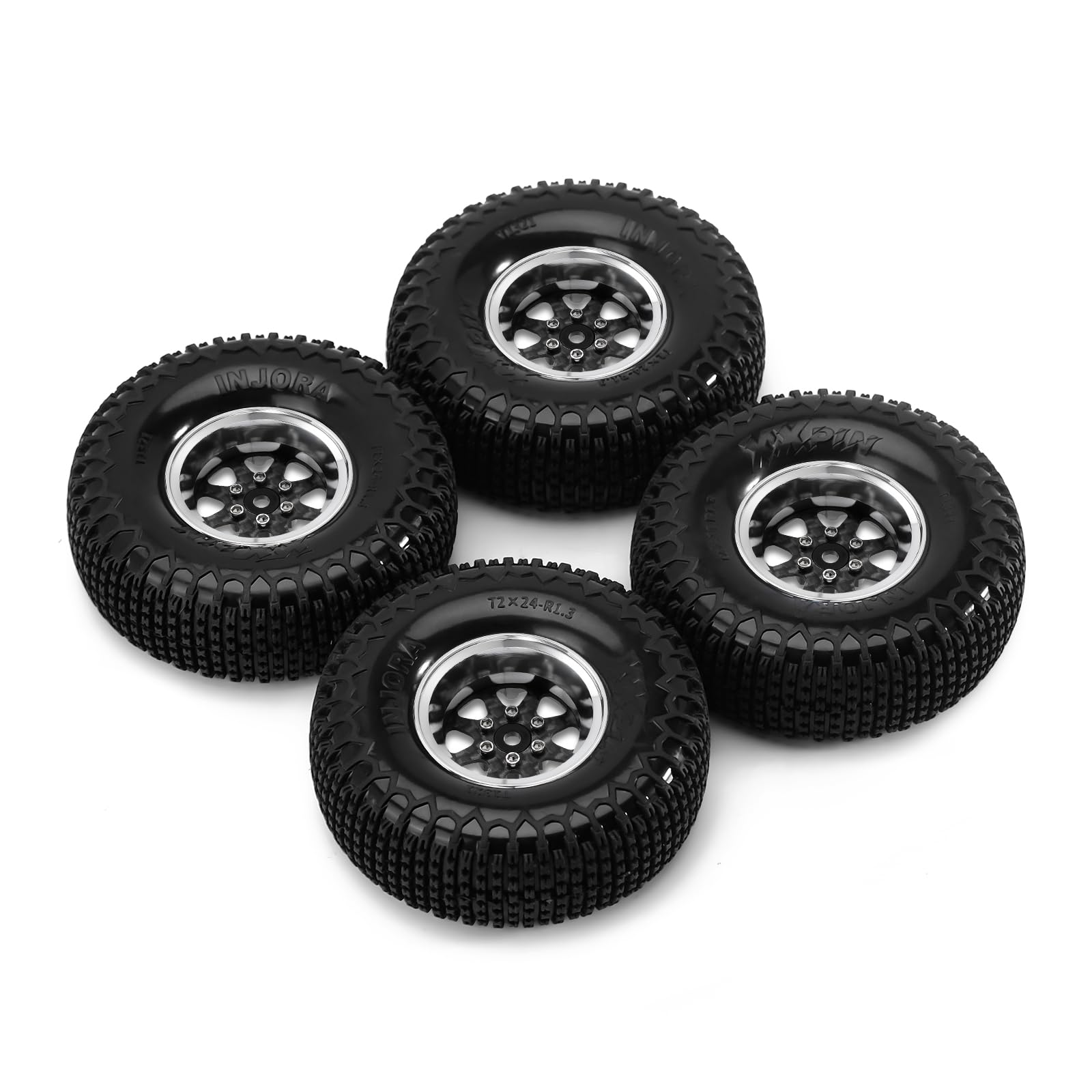 Juego De 4 Ruedas Beadlock INJORA De Latón 1.3″ Con Offset Negativo -5.25mm – Compatible Con SCX24 Y TRX4M, Ideal Para RC Crawler 1/24 Y 1/18