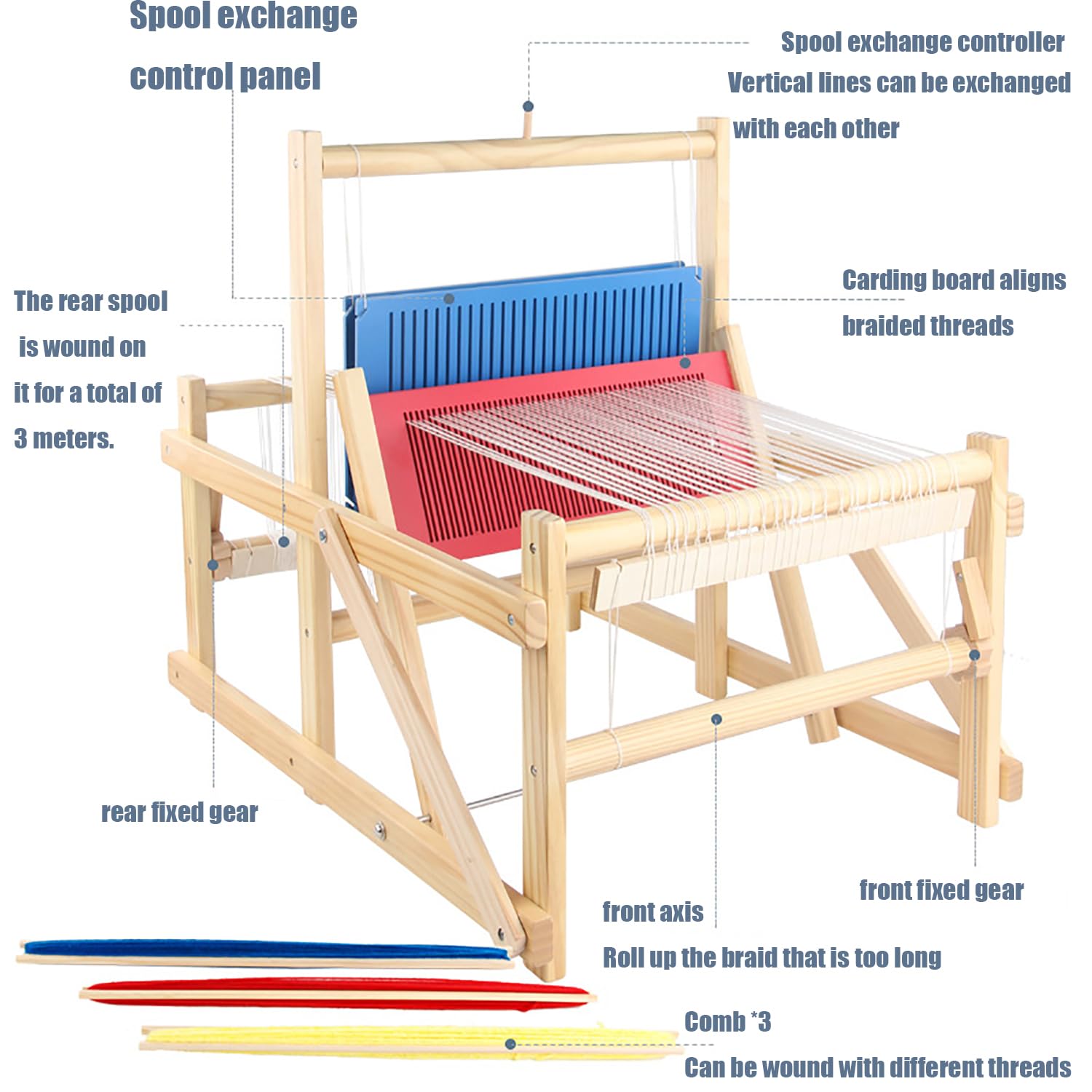 Telaio per Tessitura Multiuso in Legno, Macchina per Tessitura Manuale da Tavolo, Macchina per Maglieria Fai da Te, per Gli Amanti dell'artigianato (Piccolo)