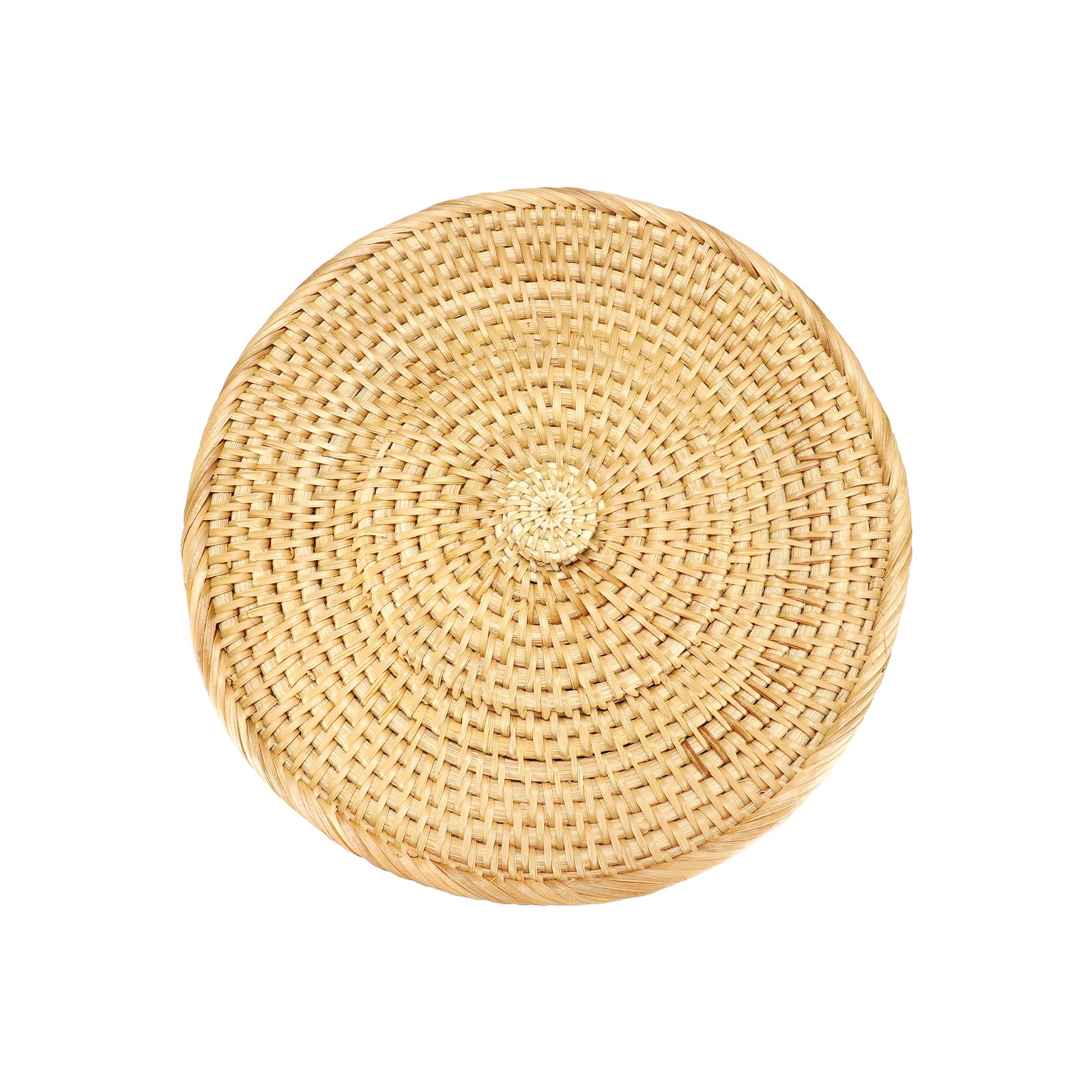 SUMTree Rattankorb Aufbewahrungskorb mit Deckel Dekorative Box Organizer für Regal, Haus, Küche (rund, 26 x 9 cm)