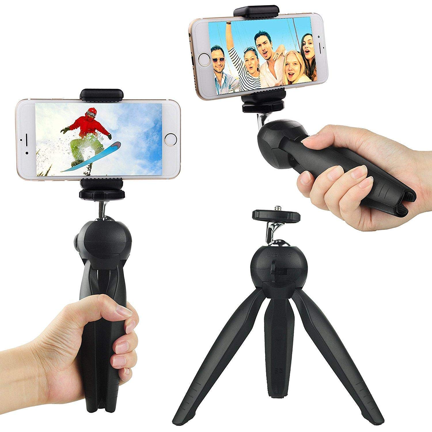 Careflection Y8 Mini Ball Head Tripod with Universal Mobile Clip Holder Compact Lightweight Compatible with All Phones, Action Camera, Insta360, Fill lights & DSLR - Vlog, Youtube, Facebook,Live,Meets-image-0
