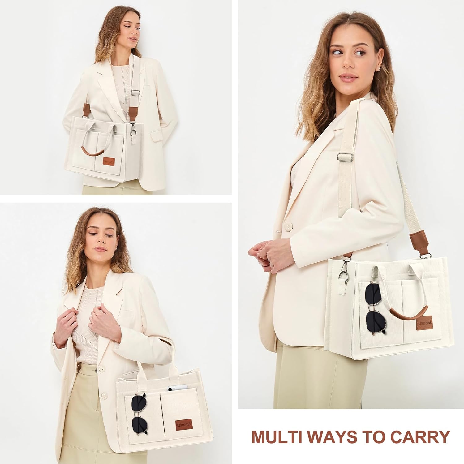 Canvas Tote Bag for Women, Large Work Purses Bible Tote - Image 2