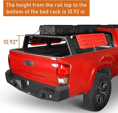 Miniatura 5 de Hooke Road Estante de cama de 12.2 pulgadas de alto para camiones de tamaño completo con rieles de cama, compatible con Toyota Tundra 07-23 y Toyota