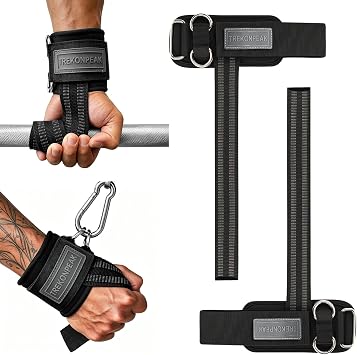 2-in-1 Weight Lifting Straps with Double D Rings, Gym Wrist Straps for Men