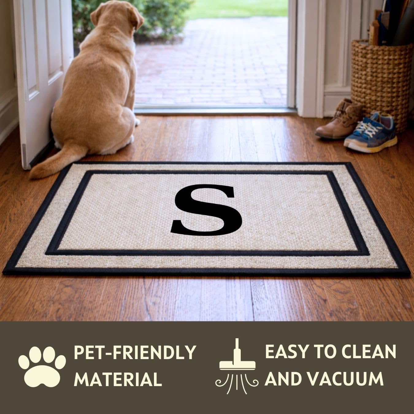 clicked craft Custom Indoor and Outdoor Door Mat 18x30 Inch - Personalized Letter Monogram Doormat with Non-Slip Rubber Backing and Polyester Top - Made in USA - Housewarming Gift (MNG - Letter)