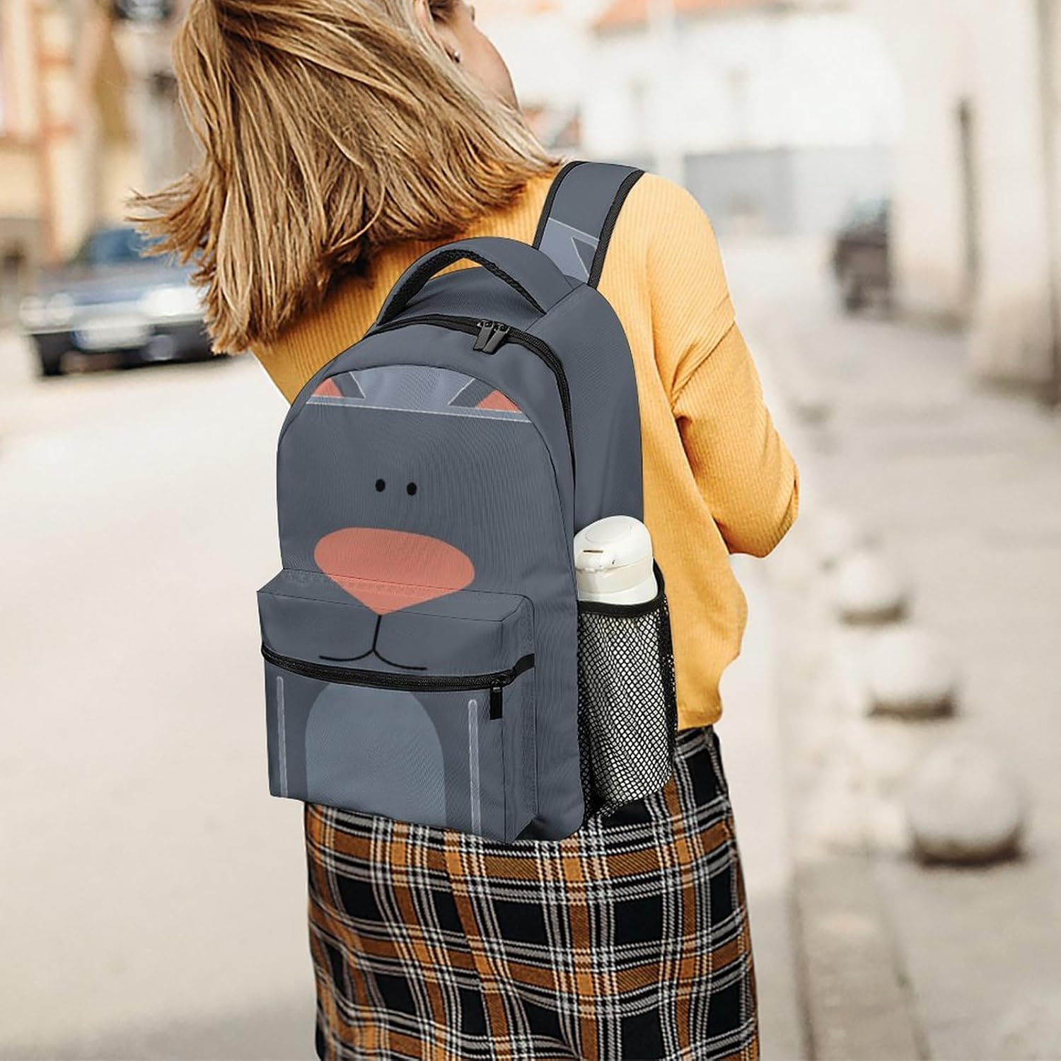 Cartoon Wolf Backpack for School Women Men Laptop Backpack Bookbag Computer Bag Travel Hiking Camping Daypack for Teens Boys Girls Kids