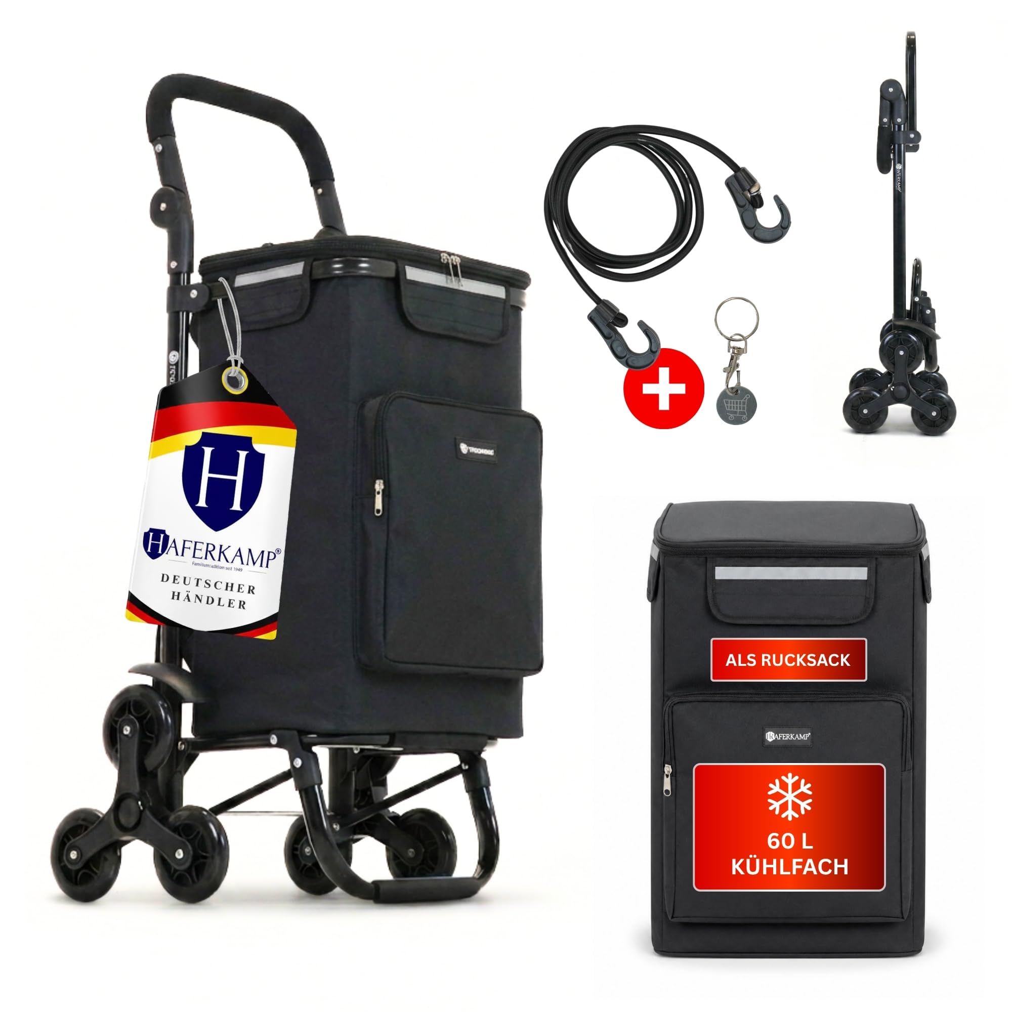 Klappbarer Treppensteiger-Einkaufstrolley TRAGINO 3-in1 Einkaufswagen