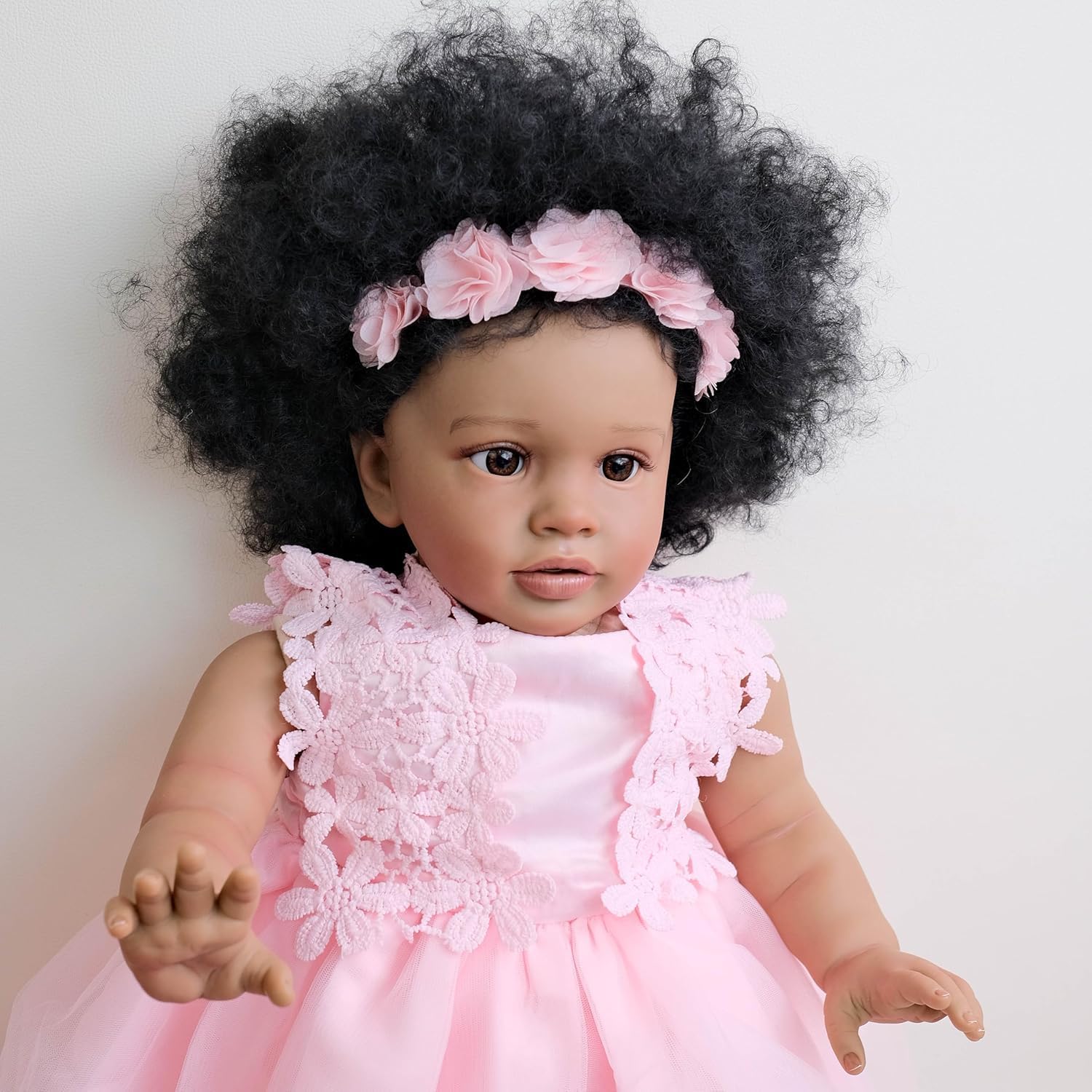 RXDOLL Reborn Toddler Baby Dolls Black Girl 26 Inch Big Size African American Realistic Baby Dolls that Look Real Babies Biracial Silicone Toddler Doll with Pretty Dress
