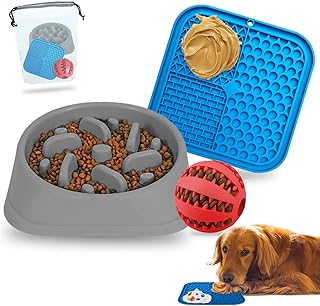 Slow Feeder Dog Bowls | Dog Slow Feeder Bowl | 3 in 1 Set | Dog Bowl Slow Feeder | Lick Mat for Dogs | Slow Feeder | Dog B...