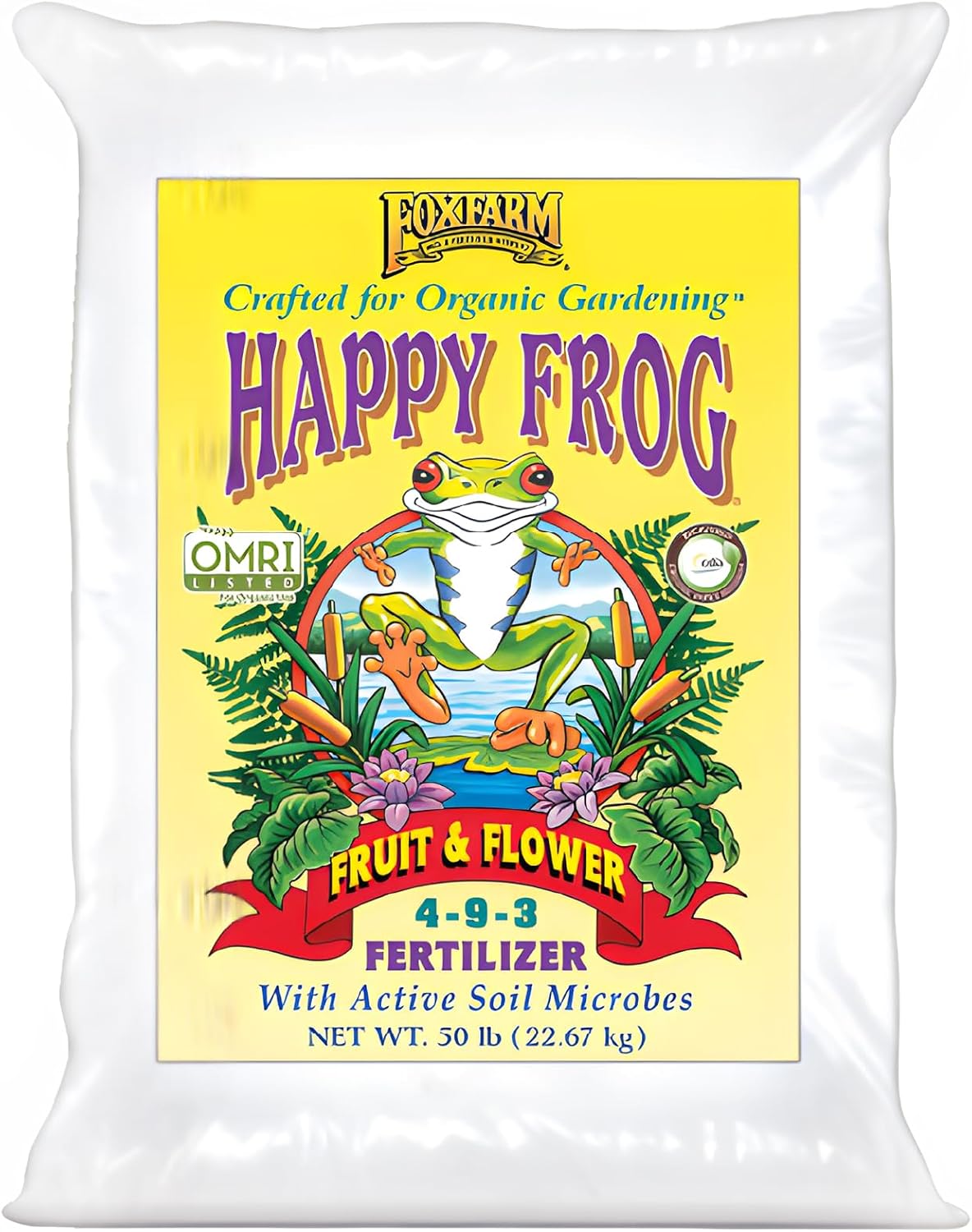 FoxFarm Happy Frog Fruit & Flower Fertilizer - Supports Abundant Fruit & Flowering - Nitrogen for Sustained Growth - Mycorrhizal Fungi - OMRI Listed - 4lb, Pack of 2