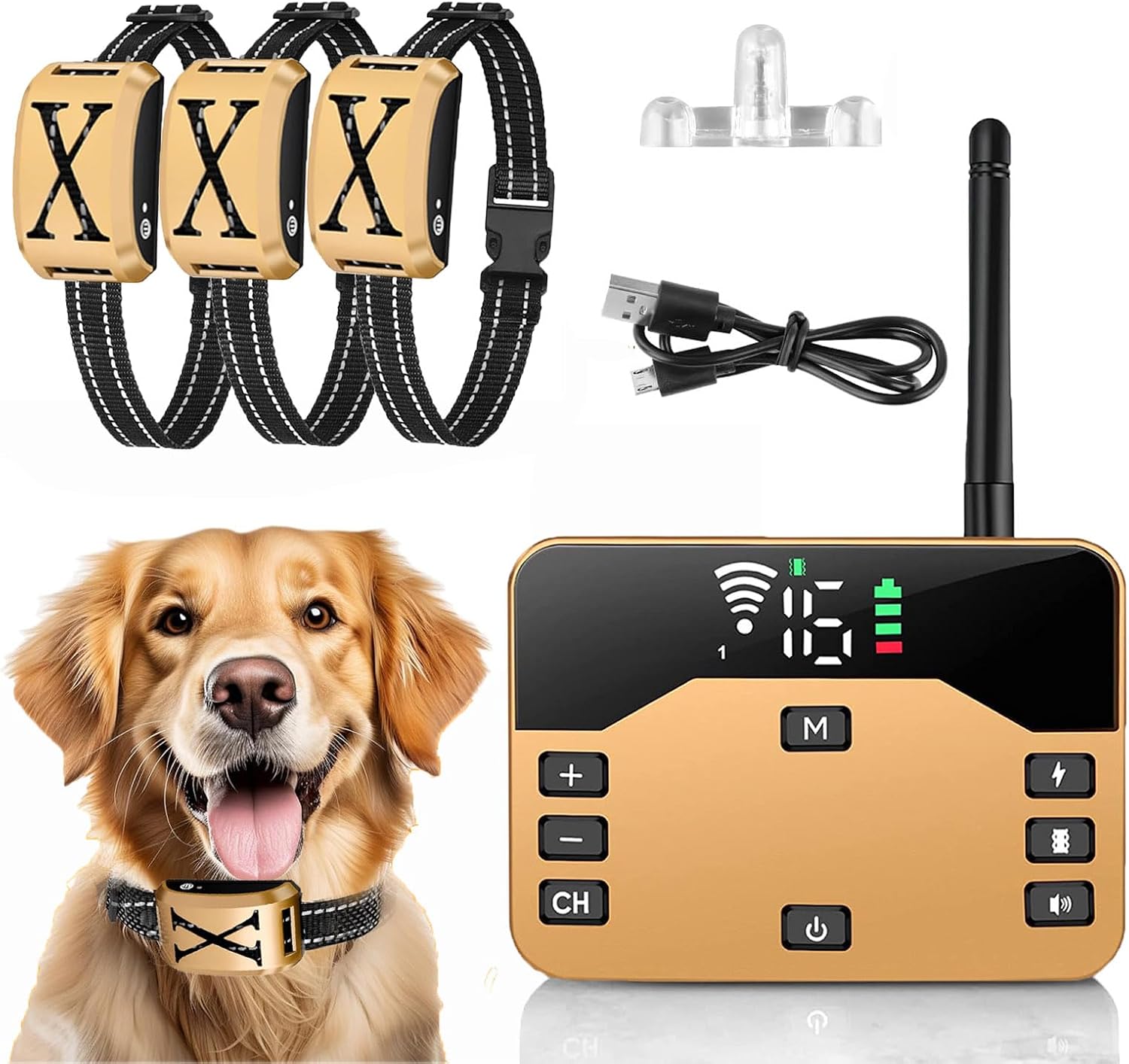 Wireless Dog Fence, Outdoor Wireless Boundary Containment System, Electric Dog Fence & Remote Training Collar with Remote, Safe Effective Vibration & Shock, Waterproof, for 1 2 3 Dogs,for3dogs