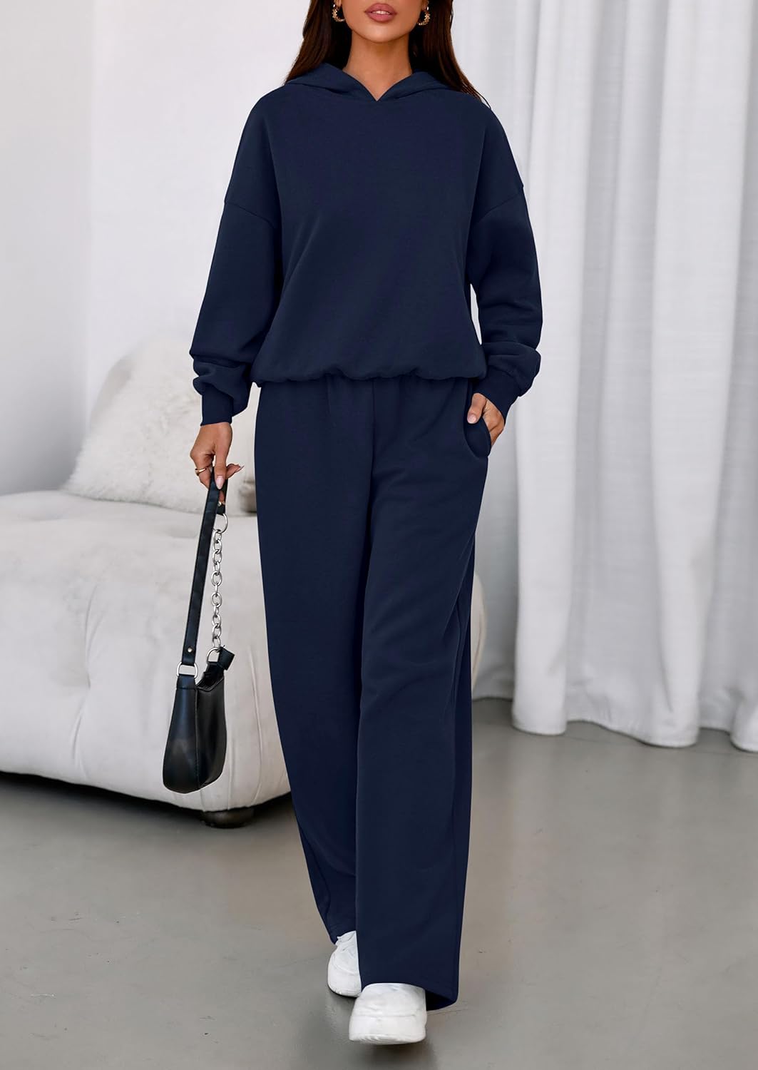 PRETTYGARDEN Womens Sweatsuits 2 Piece Set 2026 Casual Winter Long Sleeve Hoodie Loose Wide Leg Sweatpants Fall Tracksuit