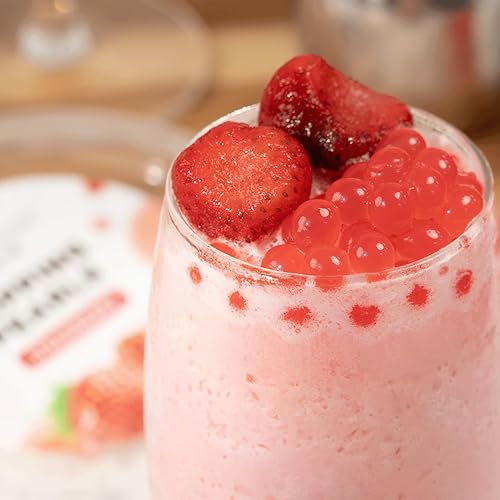 Vista 37 de Tea Zone Popping Pearls. Popping Boba, perlas negras con jugos saborizados, frasco de 7 Lb Azul (Arándano)