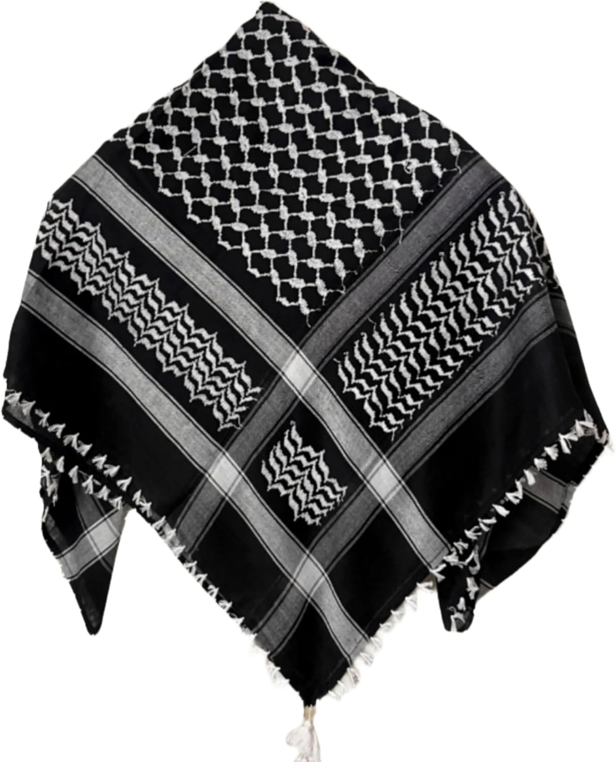 AllKindGifts Palestine Keffiyeh Shemagh Unisex Scarf 48x48 Cotton Arafat Hatta Arab Style Scarf With Long Tassle